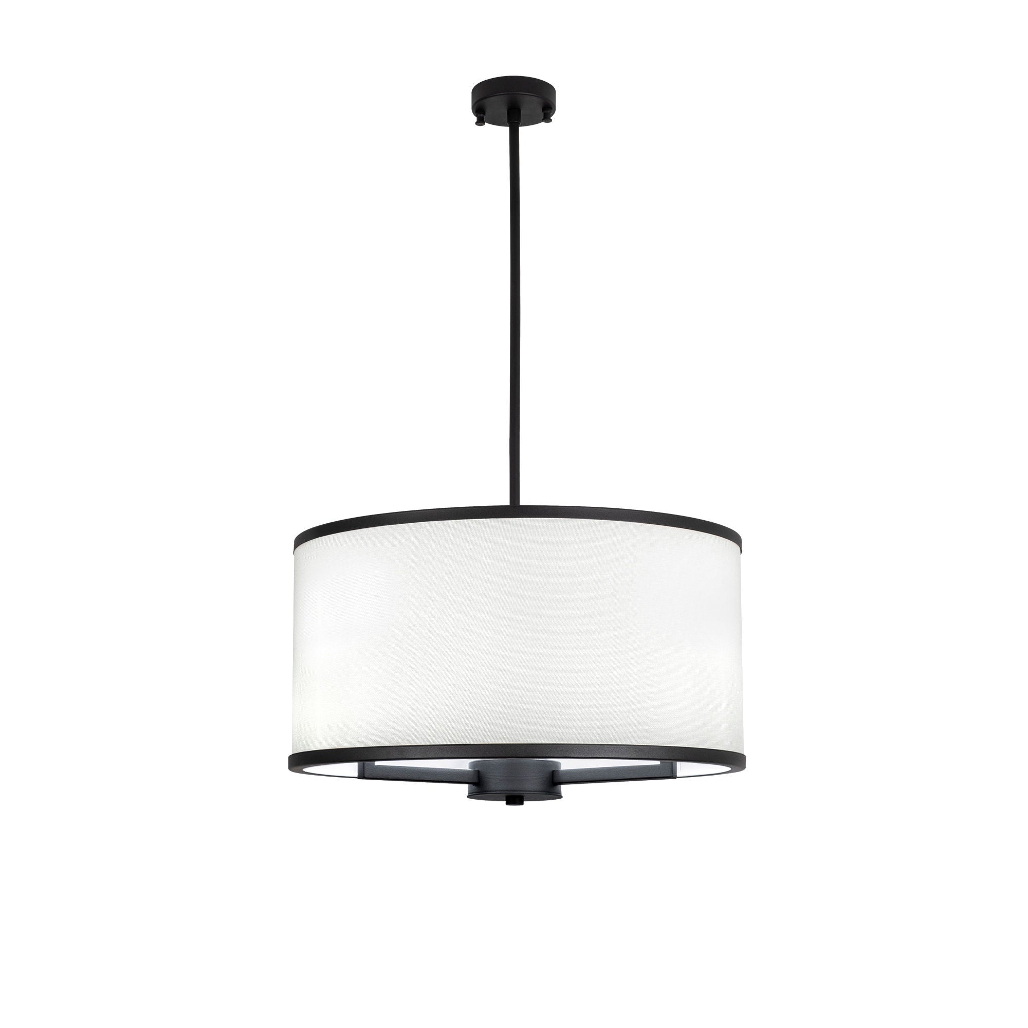 Candeeiro de Teto Escandinavo Moderno, Preto e Branco, 50 x 50 x 84 cm | Corpo em Metal, Altura Ajustável, 3 Soquetes E27 | Iluminação Elegante para Decoração de Casa