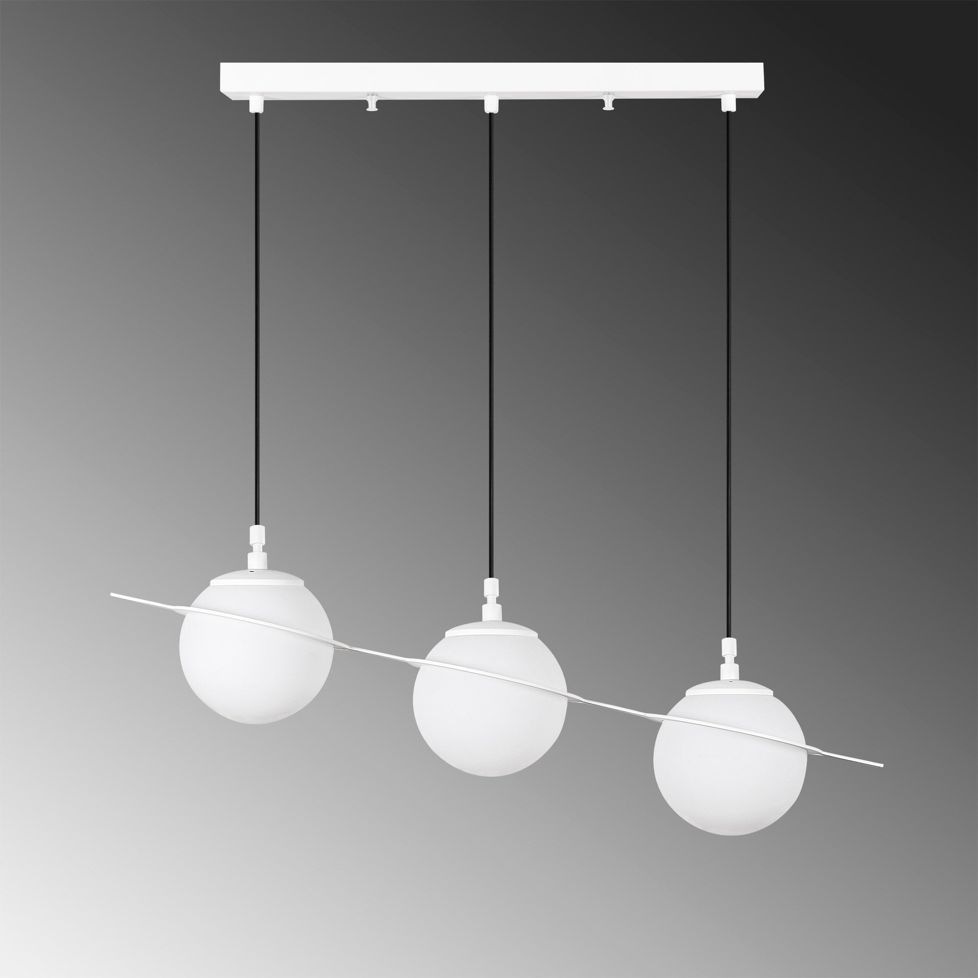 Candeeiro de Teto Branco Elegante, Corpo em Metal, 76 cm de Largura, Altura Ajustável (22-167 cm), 3 Tomadas E14, IP20 | Perfeito para Salas de Estar e Salas de Jantar Modernas