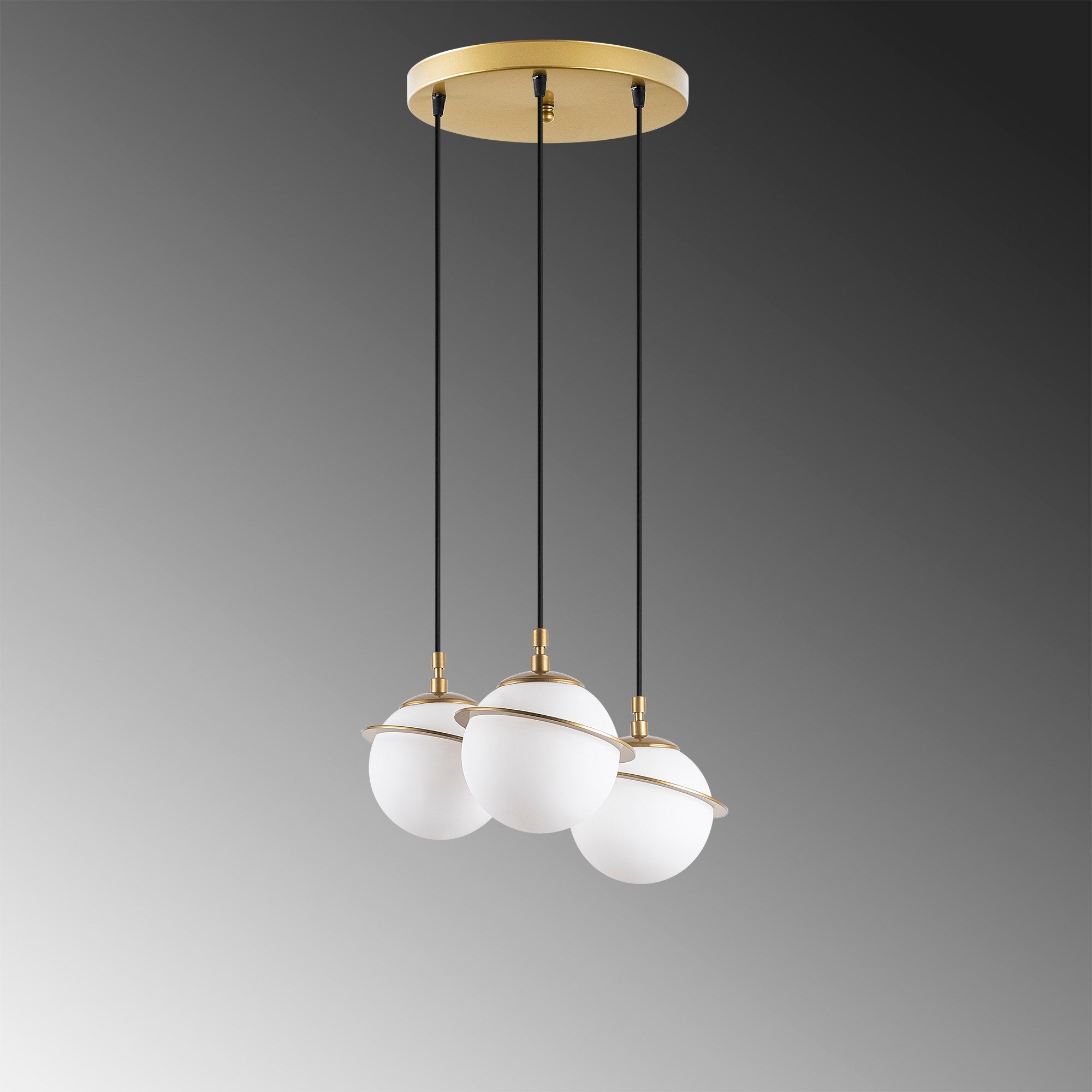 Candeeiro de Teto Dourado Elegante, Corpo em Metal, 36 cm de Largura, Altura Ajustável (22-167 cm), 3 x E14 Máx. 40 W | Iluminação Elegante para Espaços Modernos, Classificação IP20