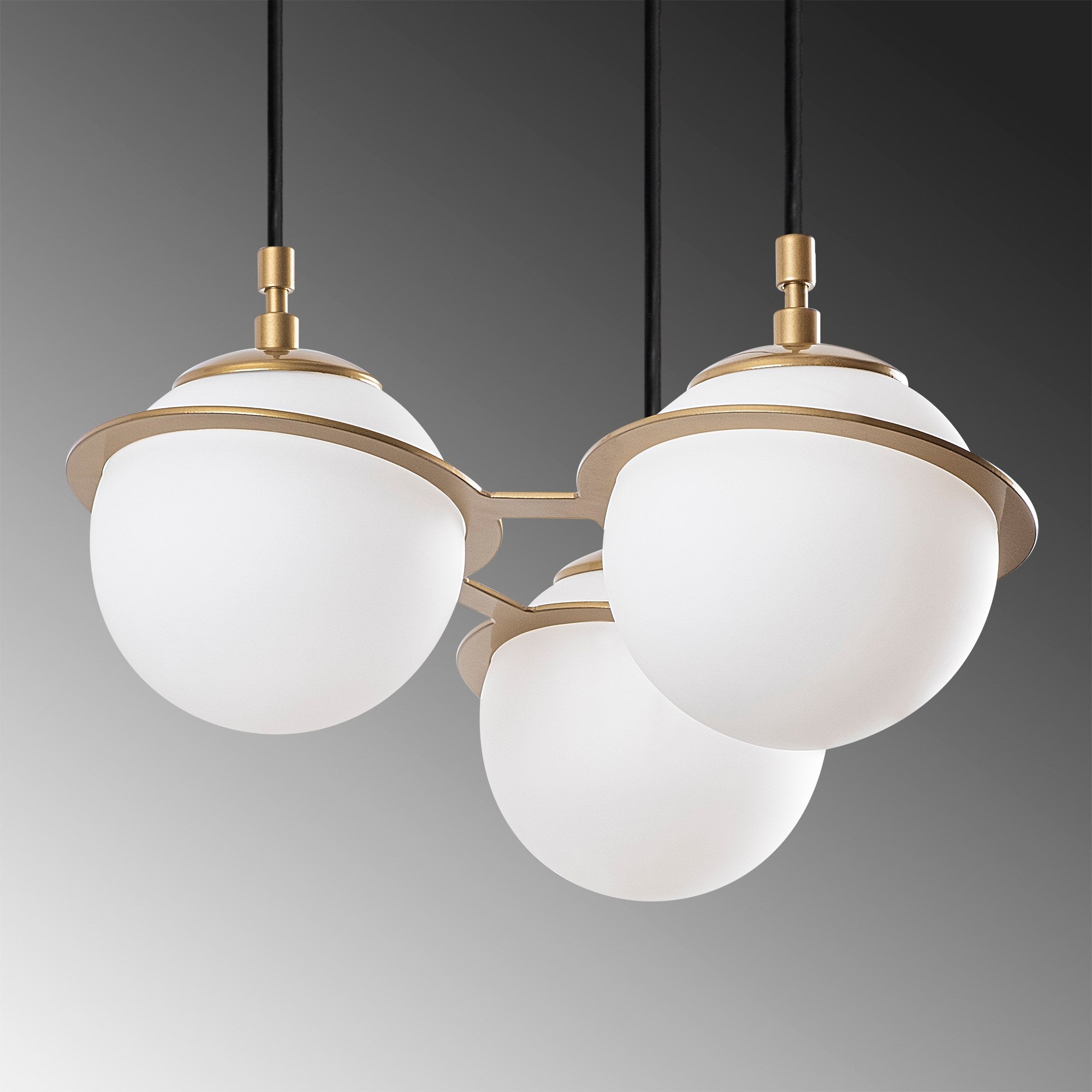Candeeiro de Teto Dourado Elegante, Corpo em Metal, 36 cm de Largura, Altura Ajustável (22-167 cm), 3 x E14 Máx. 40 W | Iluminação Elegante para Espaços Modernos, Classificação IP20