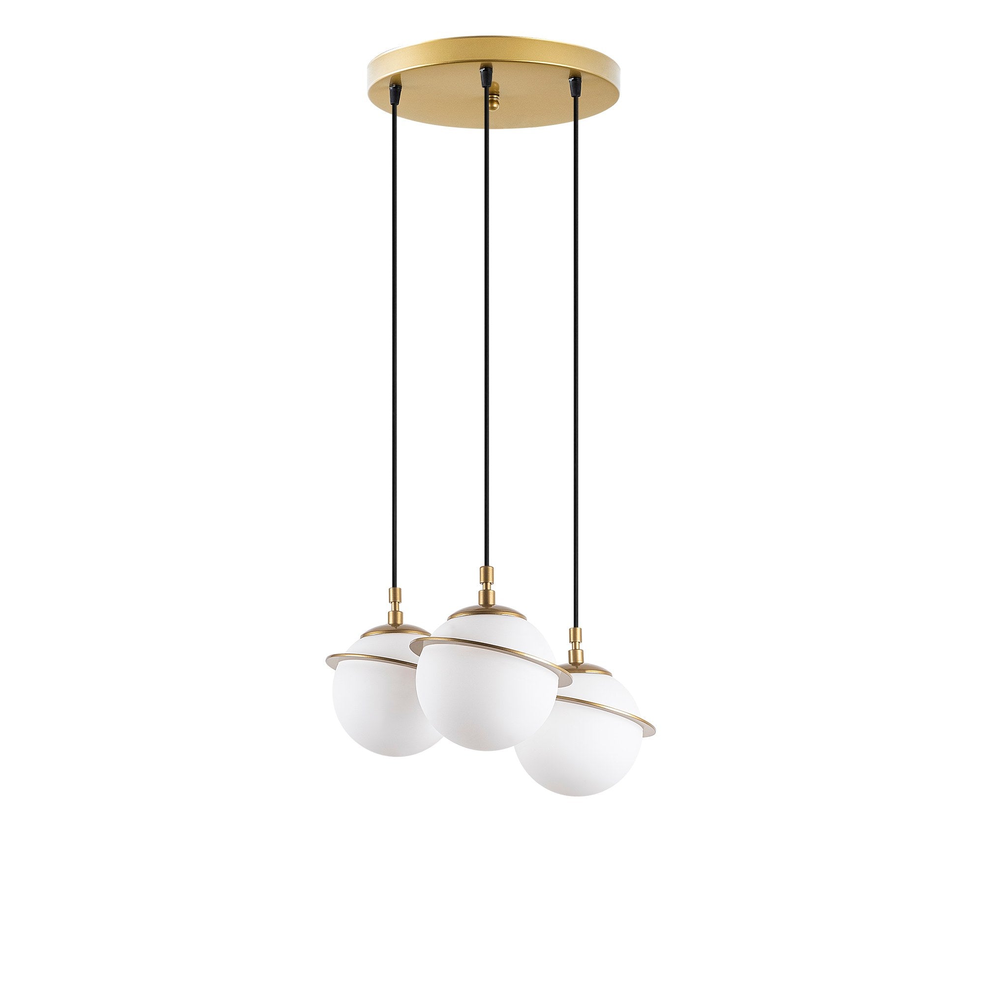 Candeeiro de Teto Dourado Elegante, Corpo em Metal, 36 cm de Largura, Altura Ajustável (22-167 cm), 3 x E14 Máx. 40 W | Iluminação Elegante para Espaços Modernos, Classificação IP20