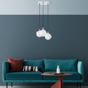 Candeeiro de Teto Branco Elegante, Corpo em Metal, 36 cm de Largura, Altura Ajustável (22-167 cm), 3 x E14 Máx. 40 W, IP20 | Perfeito para Decoração e Iluminação Moderna