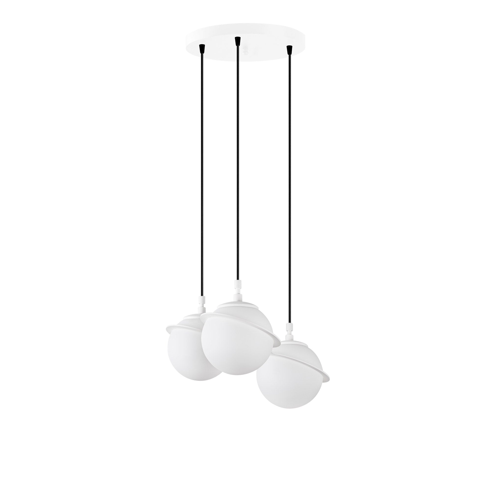 Candeeiro de Teto Branco Elegante, Corpo em Metal, 36 cm de Largura, Altura Ajustável (22-167 cm), 3 x E14 Máx. 40 W, IP20 | Perfeito para Decoração e Iluminação Moderna