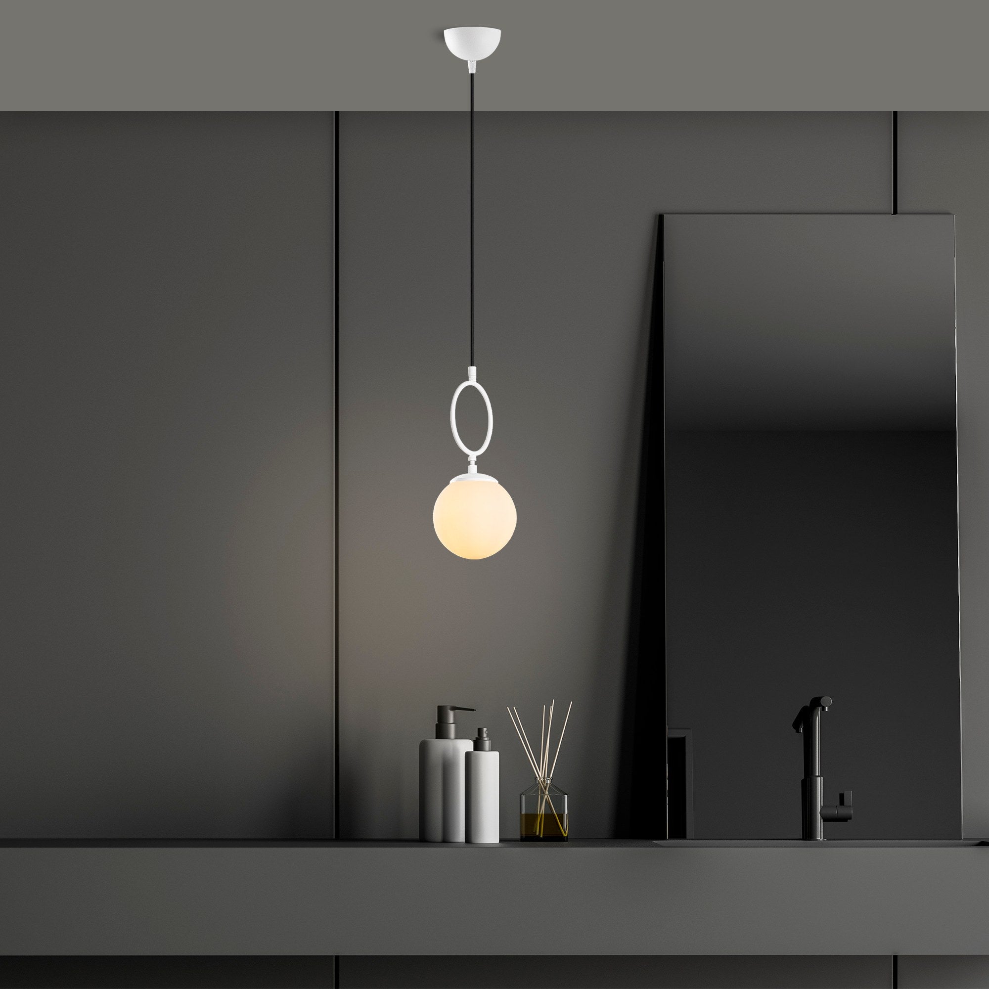 Candeeiro de Teto branco elegante, corpo de metal, 15 cm de largura, altura ajustável (41-127 cm), IP20, soquete E14, perfeito para decoração moderna e soluções de iluminação