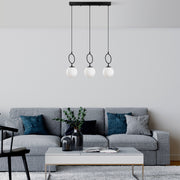 Candeeiro de Teto Preto Elegante, Corpo em Metal, 75 cm de Largura, Altura Ajustável (40-185 cm), 3 Soquetes E14, IP20 | Iluminação Moderna para Casa e Escritório
