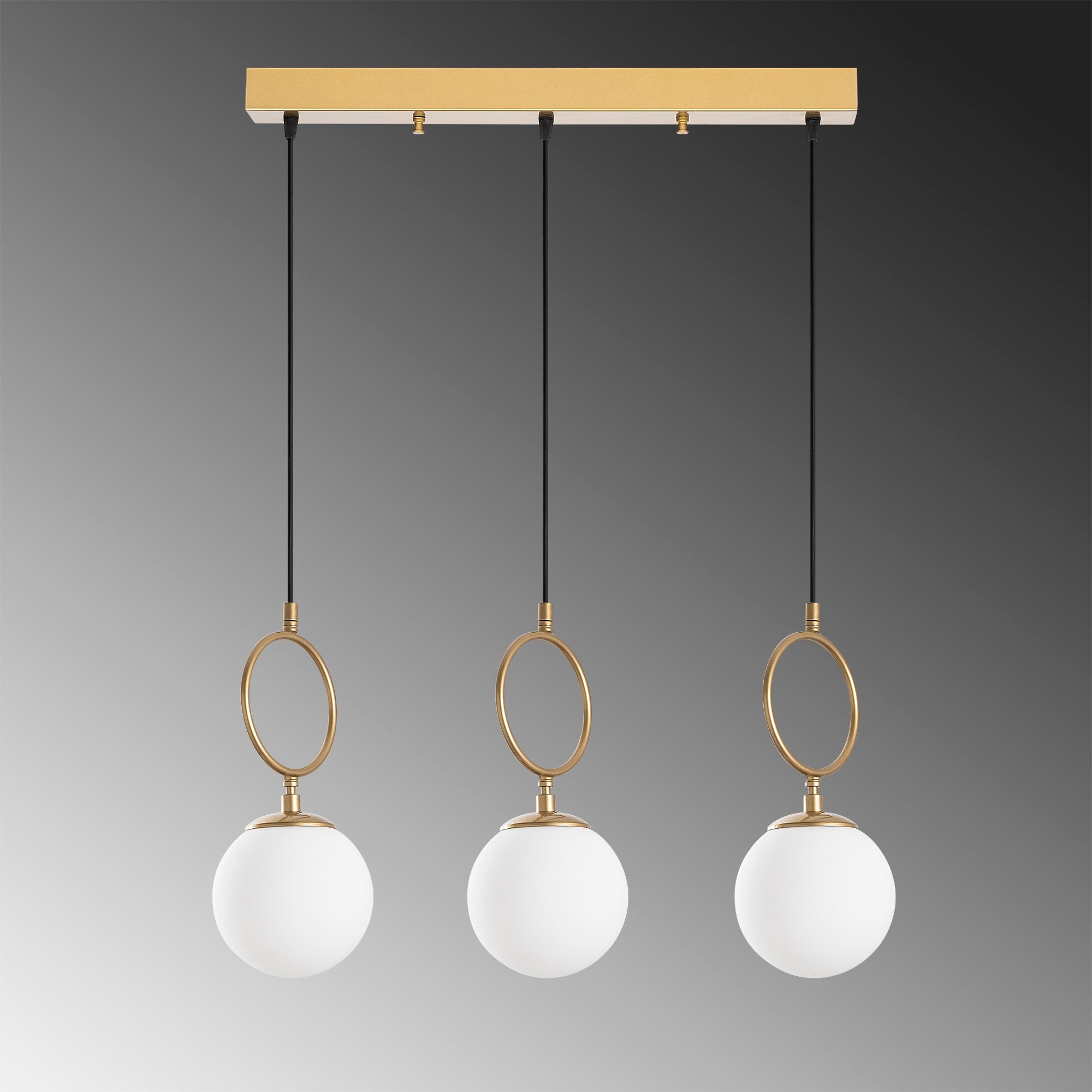 Candeeiro de Teto Dourado Elegante, Corpo em Metal, 75 cm de Largura, Altura Ajustável (40-185 cm), 3 x E14 Máx. 40 W, IP20 | Perfeito para Salas de Estar e Jantar Modernas