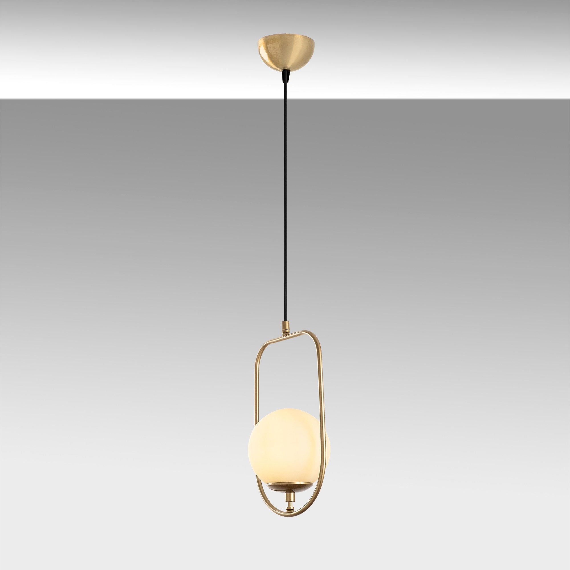 Candeeiro de Teto Dourado Elegante, Corpo em Metal, 20 cm de Largura, Altura Ajustável (42-171 cm), Soquete E14, IP20 | Perfeito para Salas de Estar e Salas de Jantar Modernas