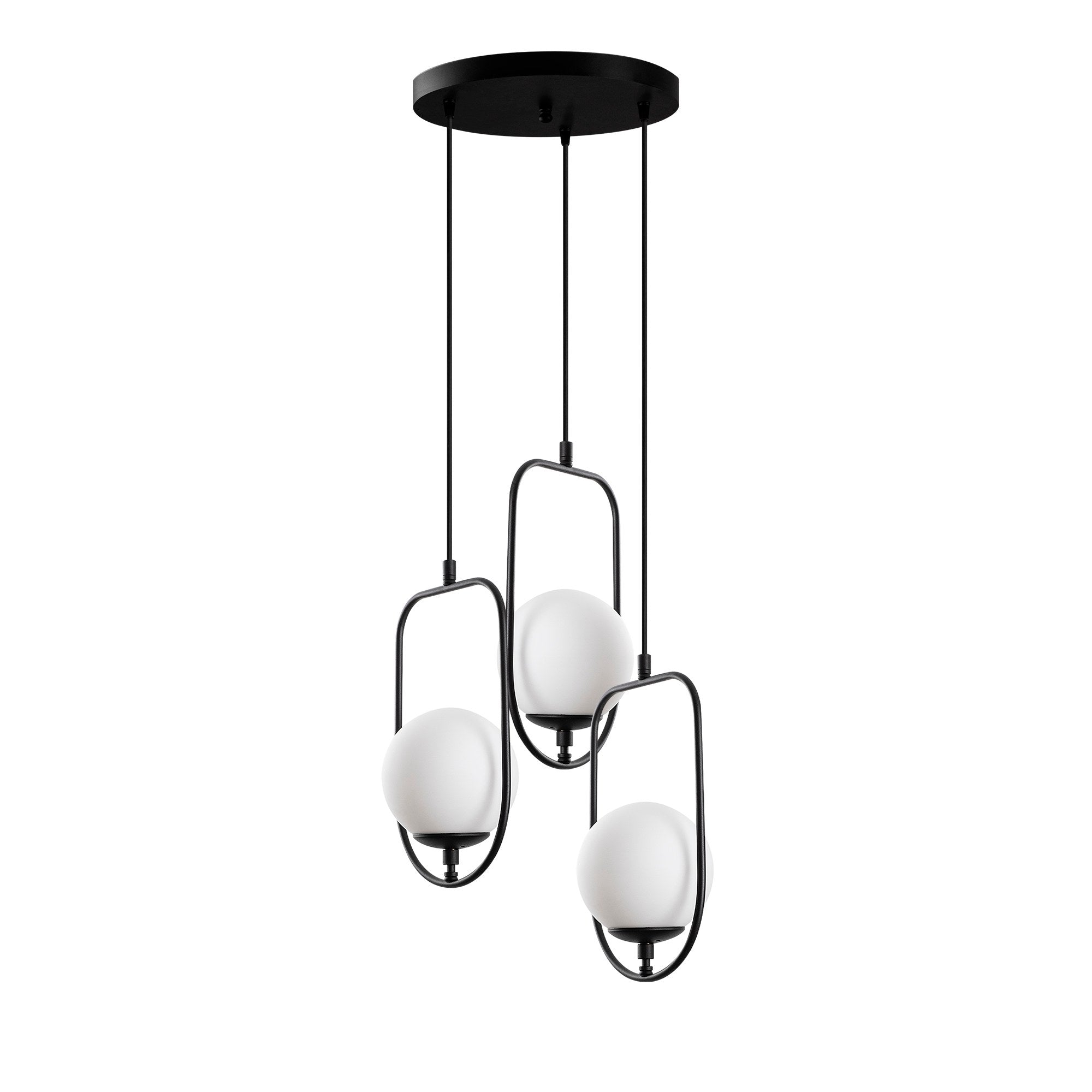 Candeeiro de Teto elegante preto, corpo de metal, 55 cm de largura, altura ajustável (40-185 cm), 3 soquetes E14, IP20 | Perfeito para salas de estar e jantar modernas