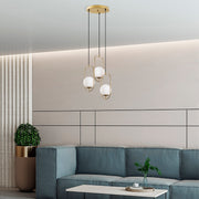 Candeeiro de Teto Dourado Elegante, Corpo em Metal, 55 cm de Largura, Altura Ajustável (40-185 cm), 3 Soquetes E14, Iluminação Elegante para Espaços Modernos, Classificação IP20