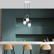 Candeeiro de Teto Branco Elegante, Corpo em Metal, 55 cm de Largura, Altura Ajustável (40-185 cm), 3 Tomadas E14, IP20 | Perfeito para Salas de Estar e Salas de Jantar Modernas