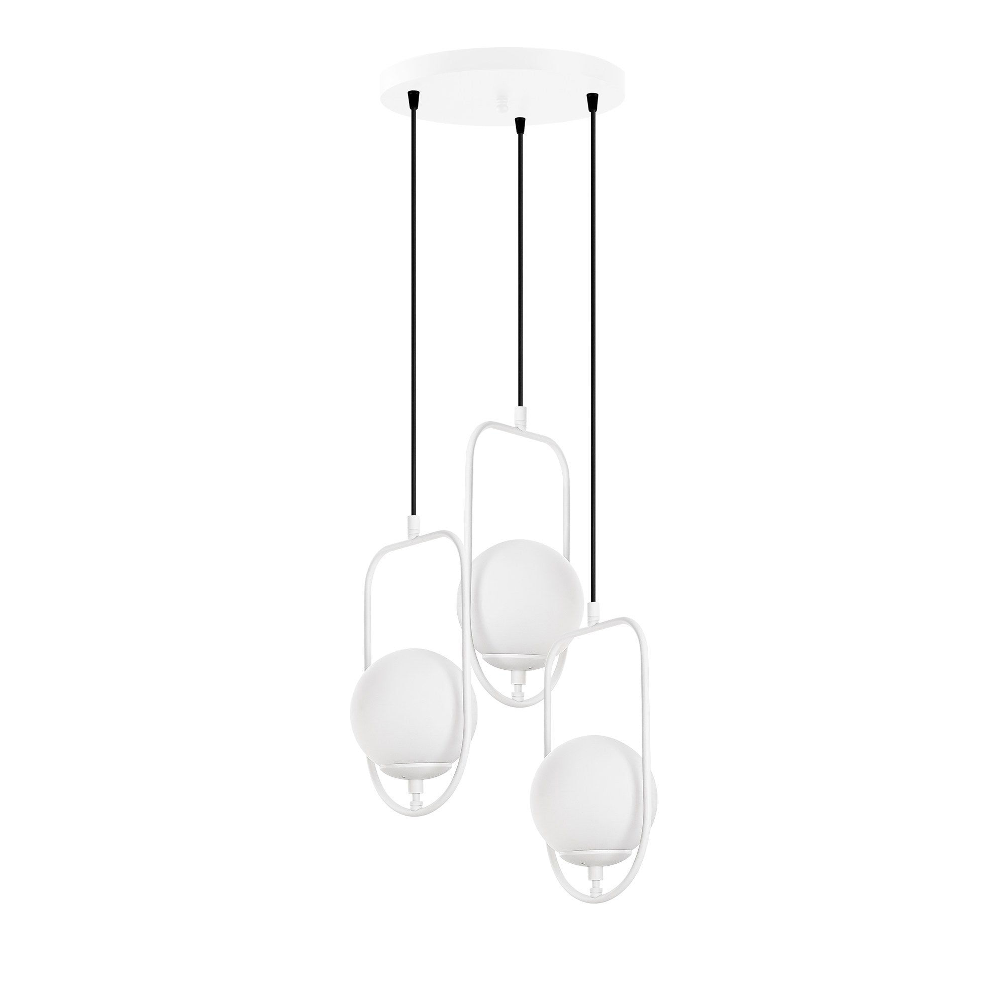 Candeeiro de Teto Branco Elegante, Corpo em Metal, 55 cm de Largura, Altura Ajustável (40-185 cm), 3 Tomadas E14, IP20 | Perfeito para Salas de Estar e Salas de Jantar Modernas