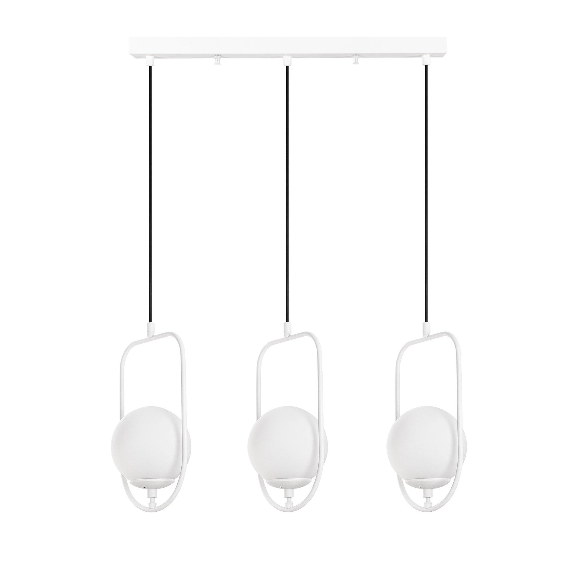 Candeeiro de Teto branco elegante, corpo de metal, 80 cm de largura, altura ajustável (40-185 cm), 3 soquetes E14, IP20, perfeito para decoração e iluminação de casa moderna
