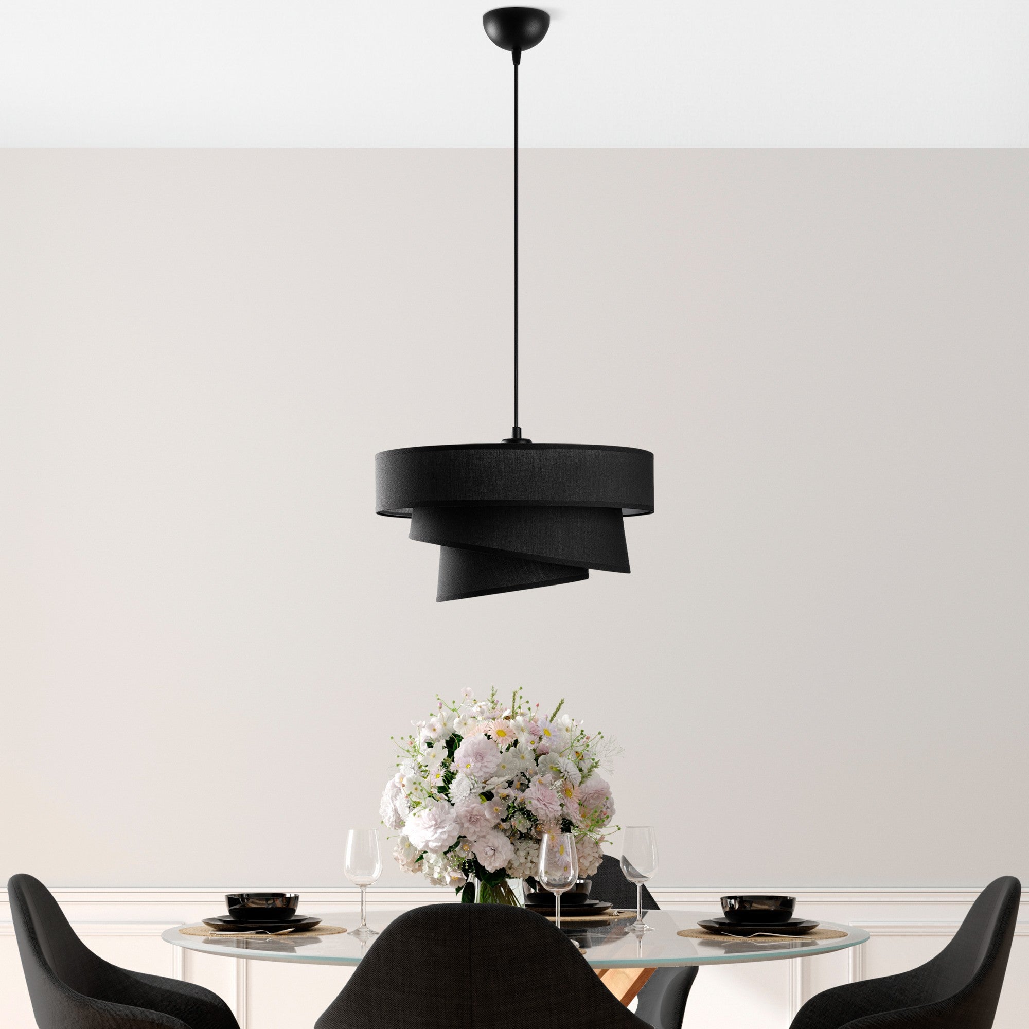 Candeeiro de Teto – 30-120 cm – Preto – Metal