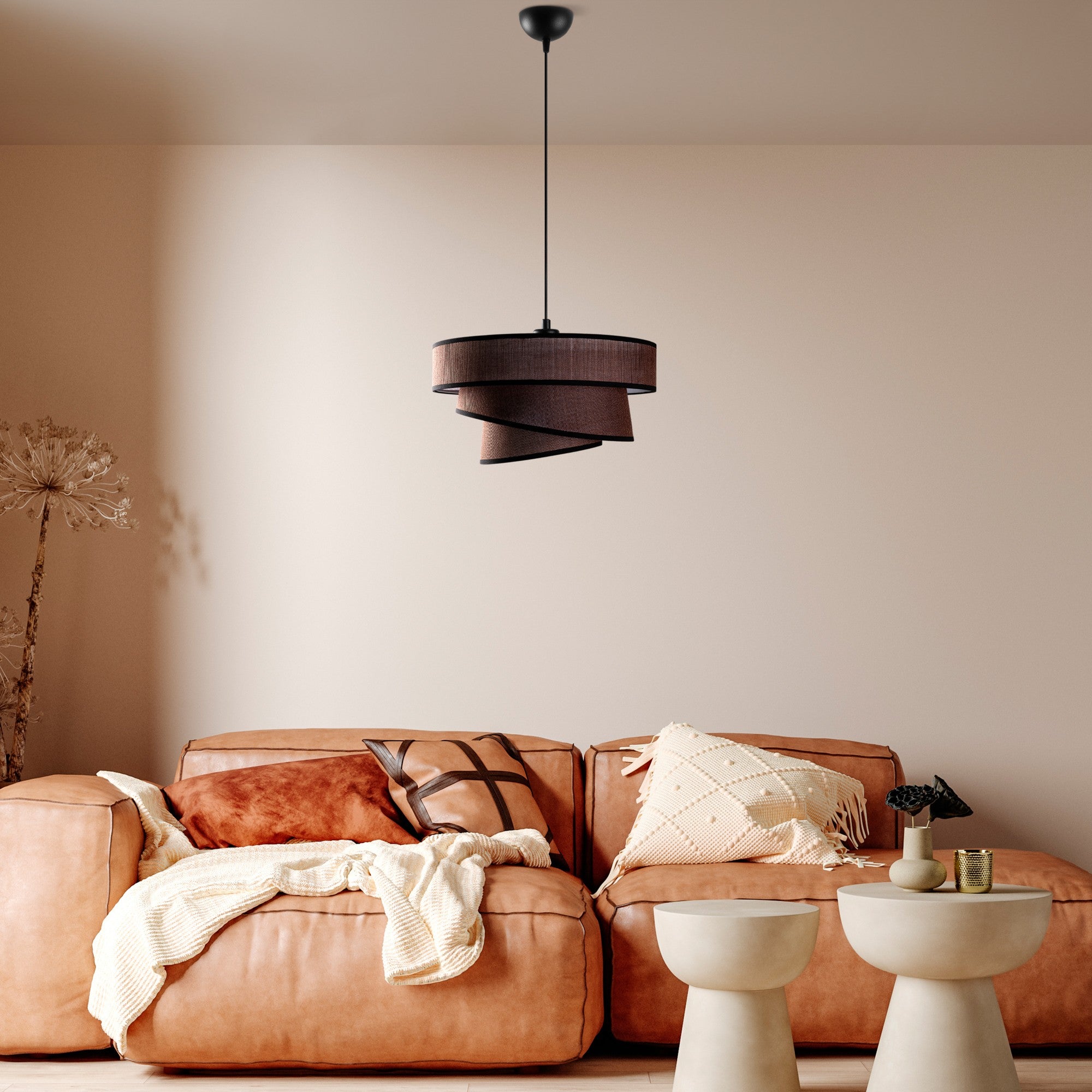 Candeeiro de Teto – altura ajustável – castanho escuro – metal