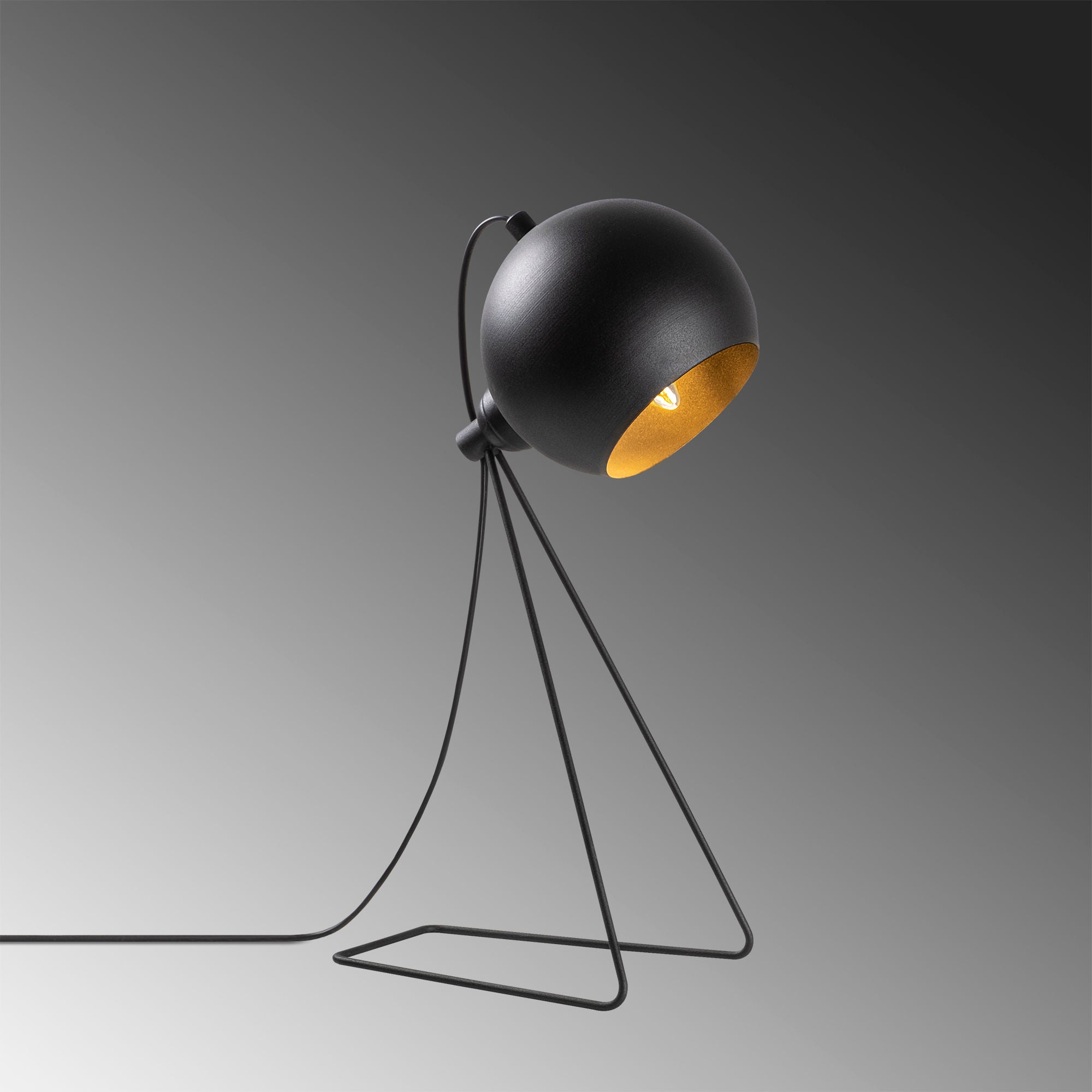Candeeiro de Mesa Elegante em Metal, Preta e Dourada, 28 x 15 x 45 cm | Soquete E14, 40 W máx., Cabo de 200 cm, Interruptor Liga/Desliga | Design Industrial Escandinavo Moderno