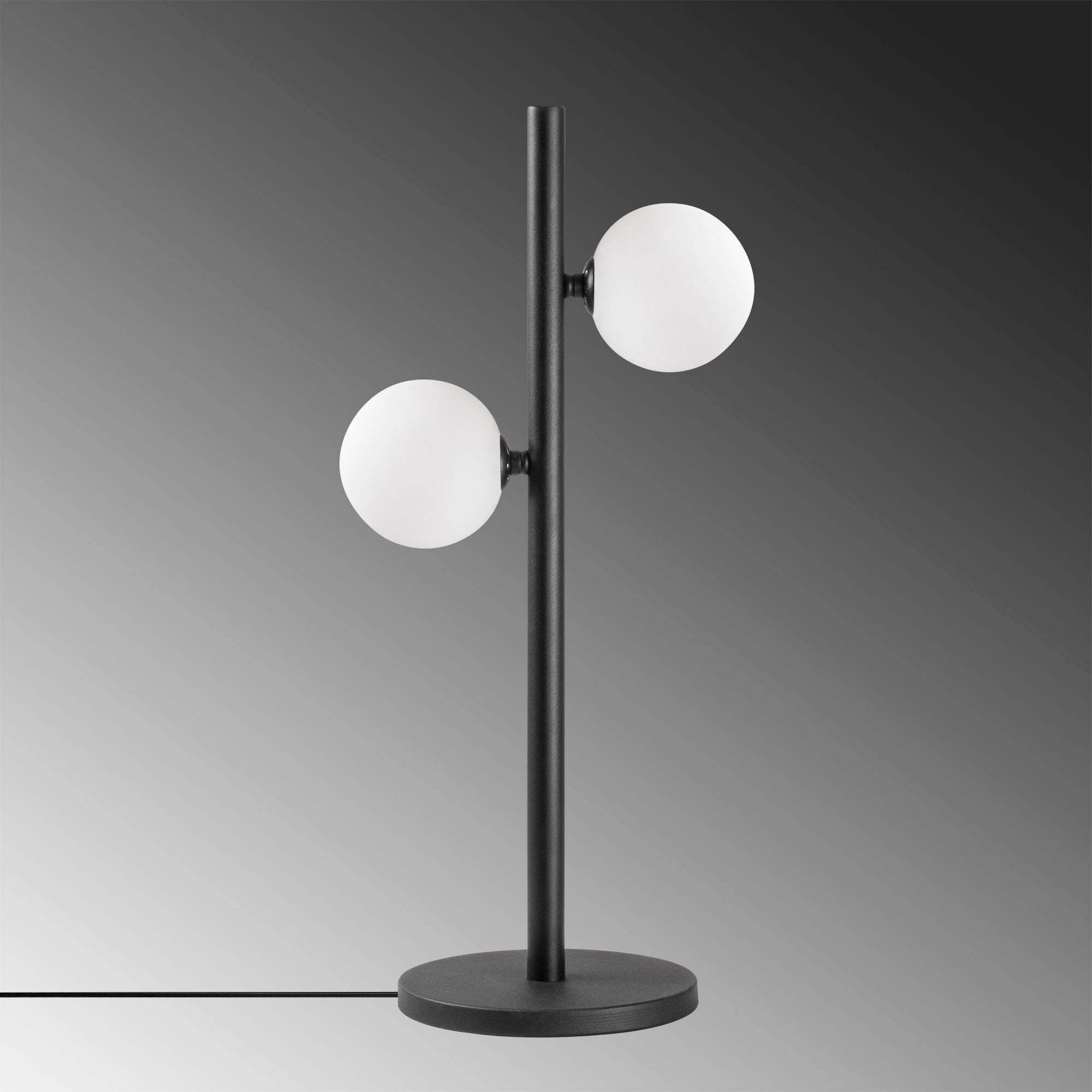 Candeeiro de Mesa moderna com corpo de metal e tampa de vidro, preta e branca, 26 x 18 x 52 cm | IP20, 2 soquetes G9, cabo de 200 cm | Design industrial e escandinavo elegante