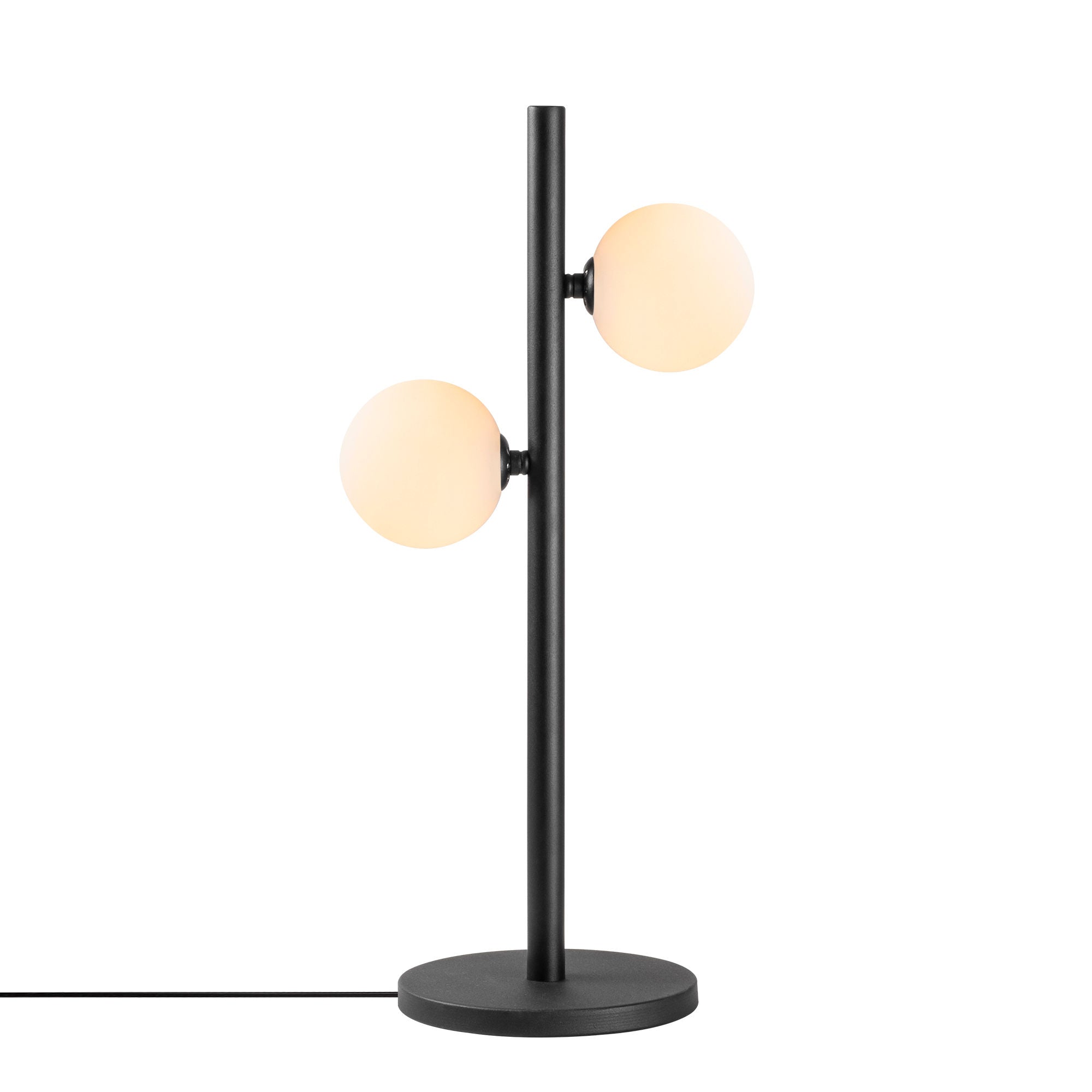 Candeeiro de Mesa moderna com corpo de metal e tampa de vidro, preta e branca, 26 x 18 x 52 cm | IP20, 2 soquetes G9, cabo de 200 cm | Design industrial e escandinavo elegante