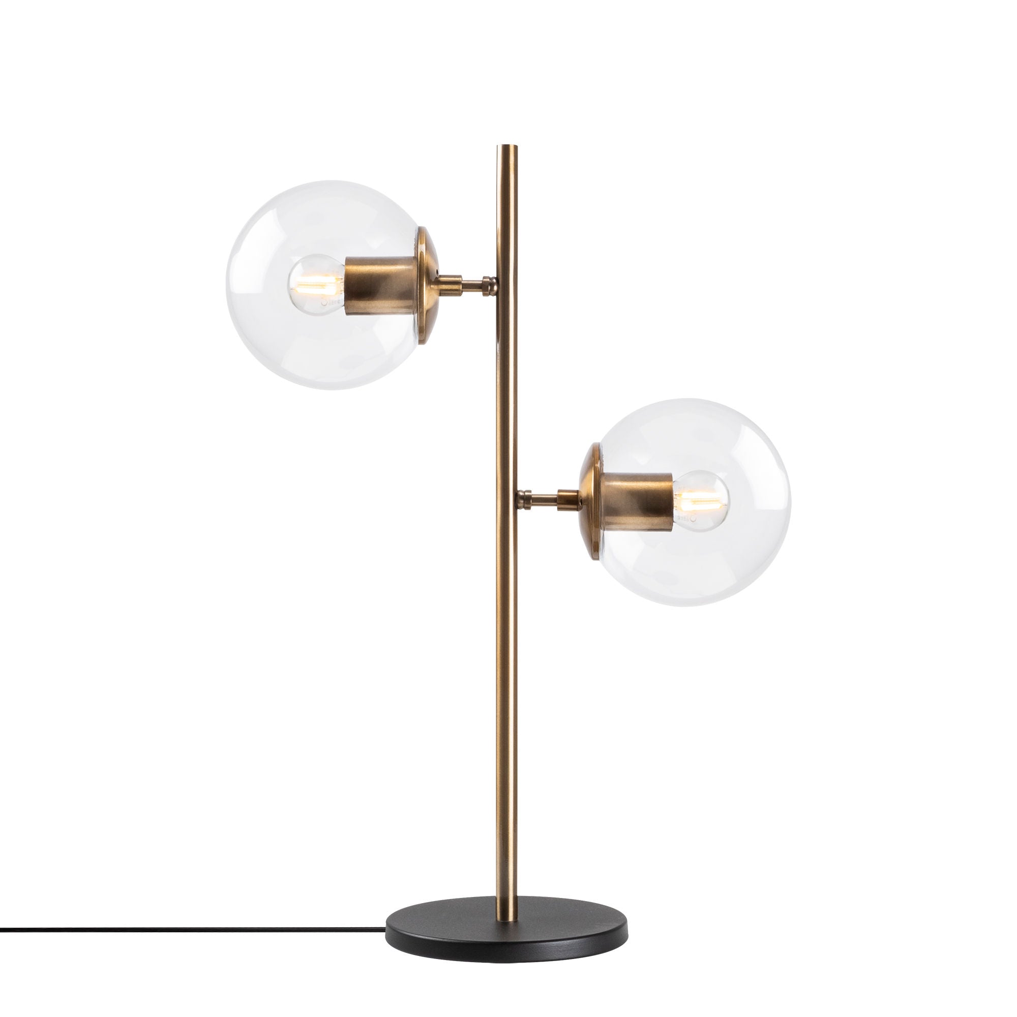 Candeeiro de Mesa elegante com corpo de metal e tampa de vidro, cobre vintage, 40 x 17 x 57 cm | 2 soquetes E14, cabo de 200 cm, design escandinavo moderno