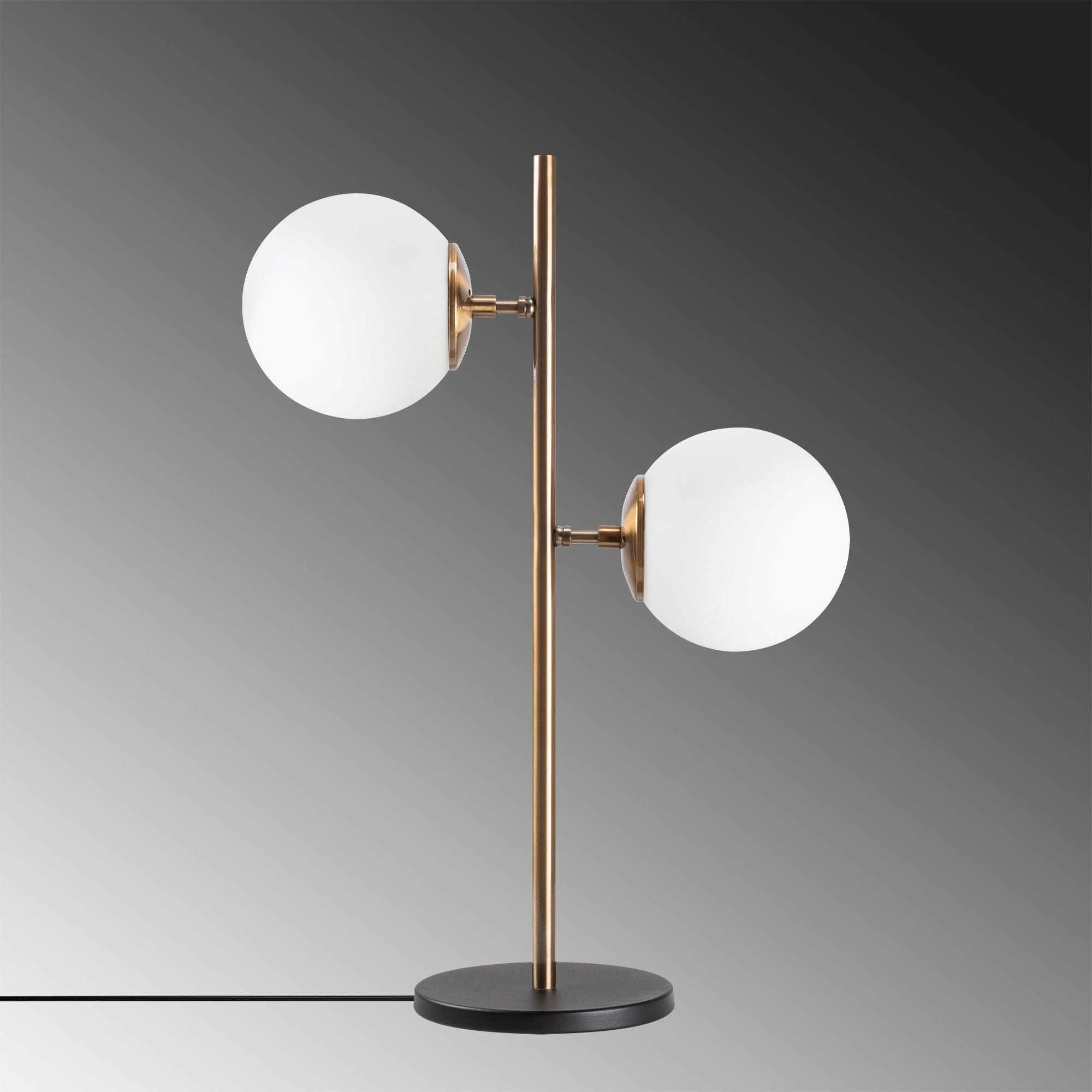 Candeeiro de Mesa moderna com corpo de metal e tampa de vidro, design vintage, 40 x 17 x 57 cm, 2 soquetes E14, cabo de 200 cm, perfeita para decoração glamorosa e escandinava