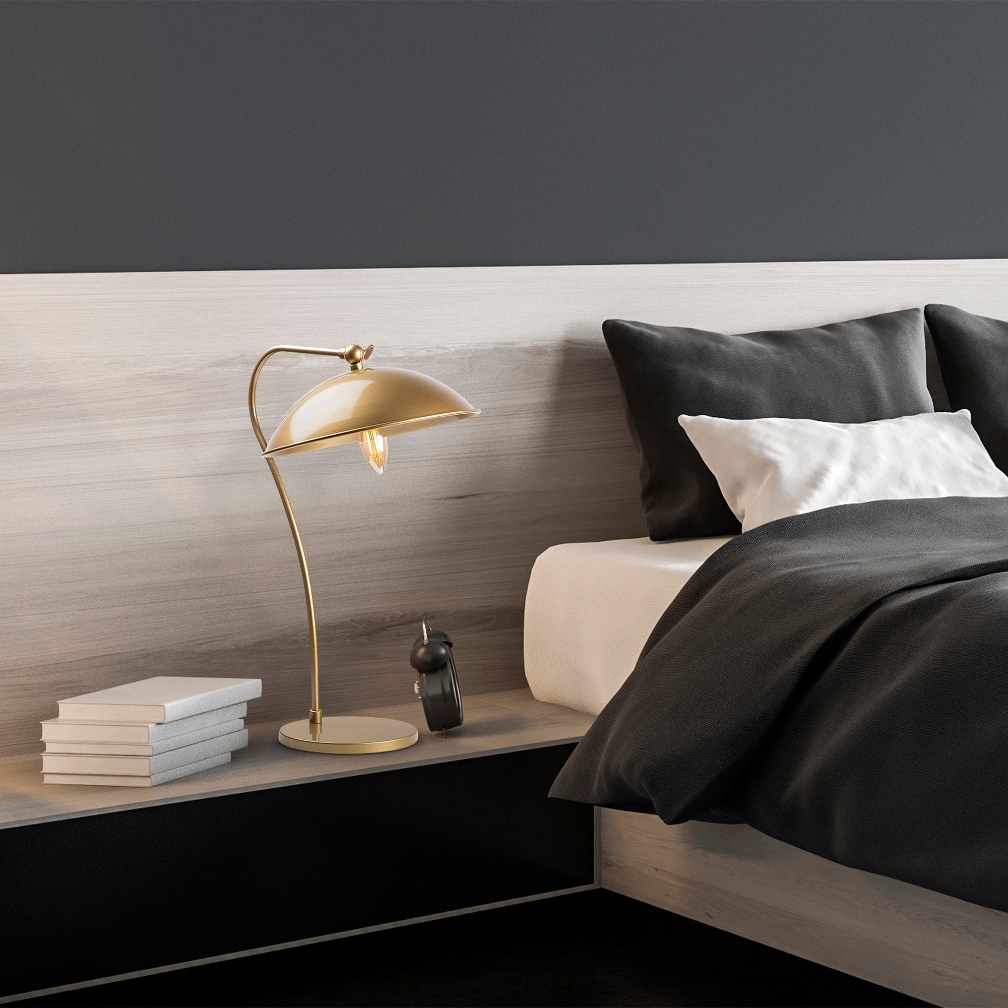 Candeeiro de Mesa Elegante Dourada, Corpo em Metal, 35 x 27 x 50 cm | Soquete E14, Máx. 40 W | Design Escandinavo Moderno, Perfeito para Decoração Glamourosa