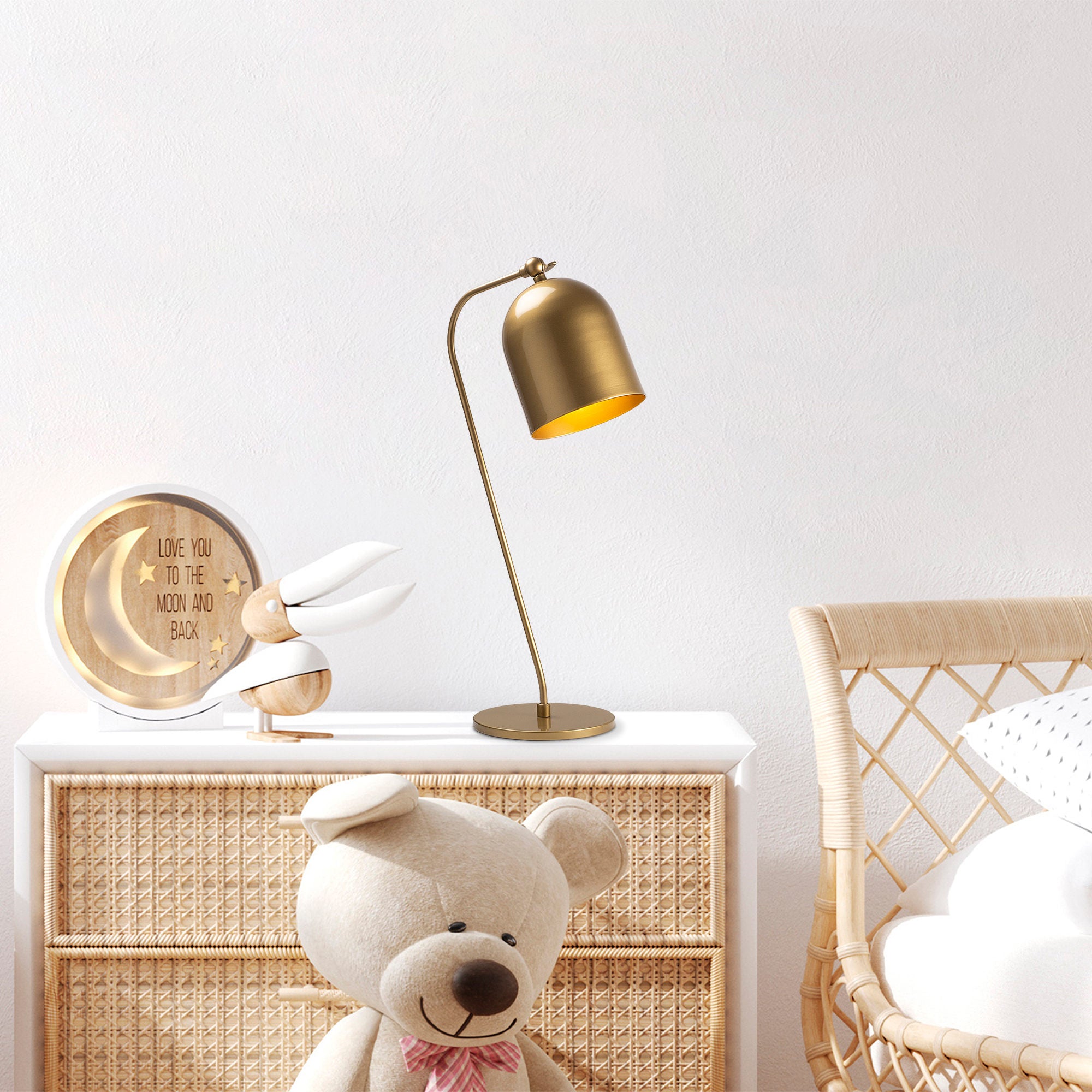Candeeiro de Mesa Elegante Dourada, Corpo em Metal, 22 x 30 x 60 cm | Soquete E14, Máx. 40 W | Design Escandinavo Moderno, Perfeito para Decoração Glamourosa
