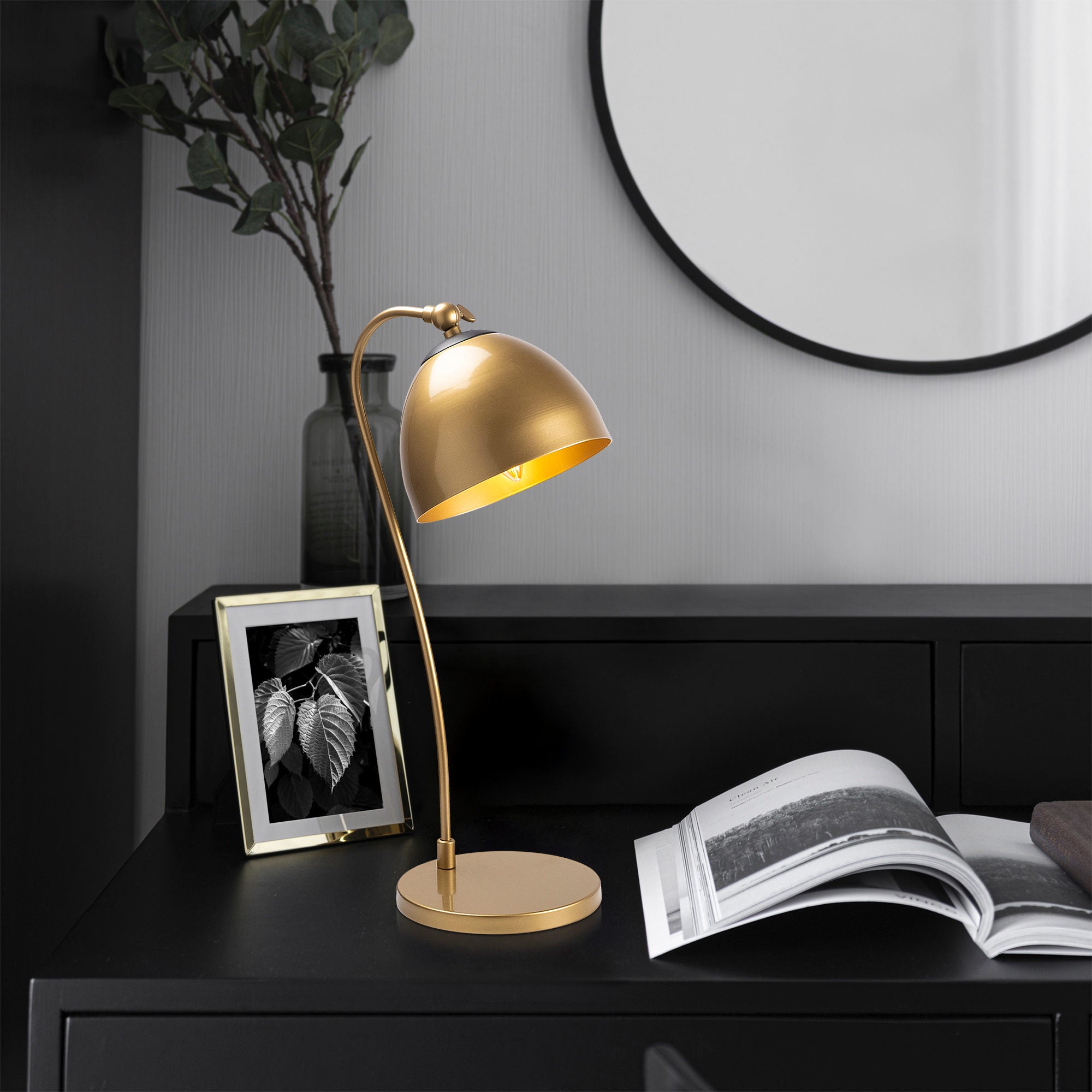 Candeeiro de Mesa Elegante em Cobre, Corpo em Metal, 25 x 25 x 54 cm | IP20, Soquete E14, 40 W Máx. | Design Moderno e Glamouroso para Decoração de Casa e Escritório