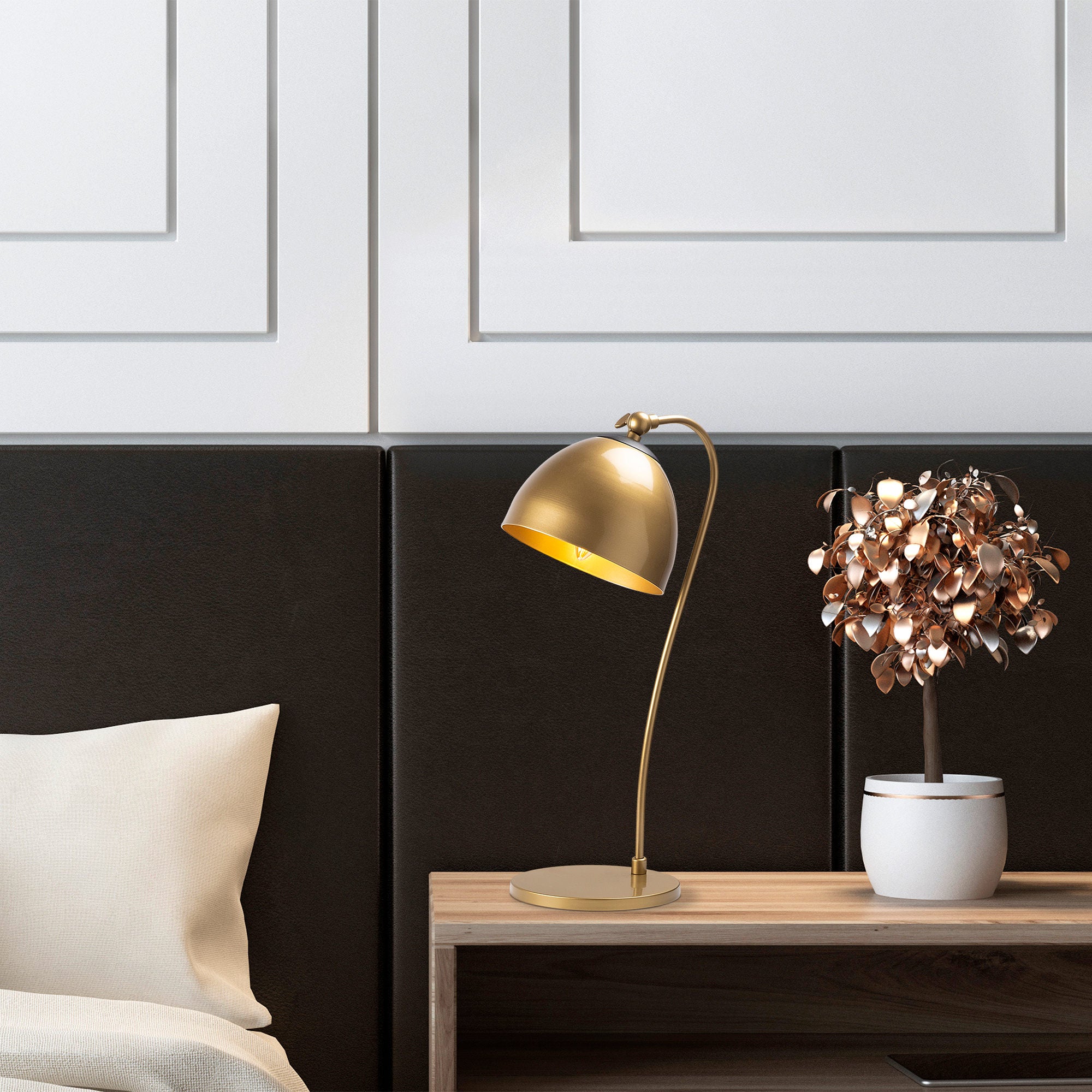 Candeeiro de Mesa Elegante em Cobre, Corpo em Metal, 25 x 25 x 54 cm | IP20, Soquete E14, 40 W Máx. | Design Moderno e Glamouroso para Decoração de Casa e Escritório