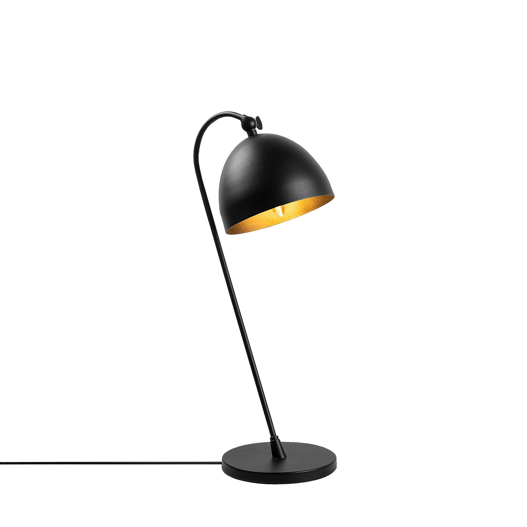Candeeiro de Mesa Moderna, Preta e Dourada, 18 x 26 x 54 cm | Corpo em Metal, Soquete E14, 40 W Máx., Cabo de 200 cm | Design Industrial e Escandinavo Elegante