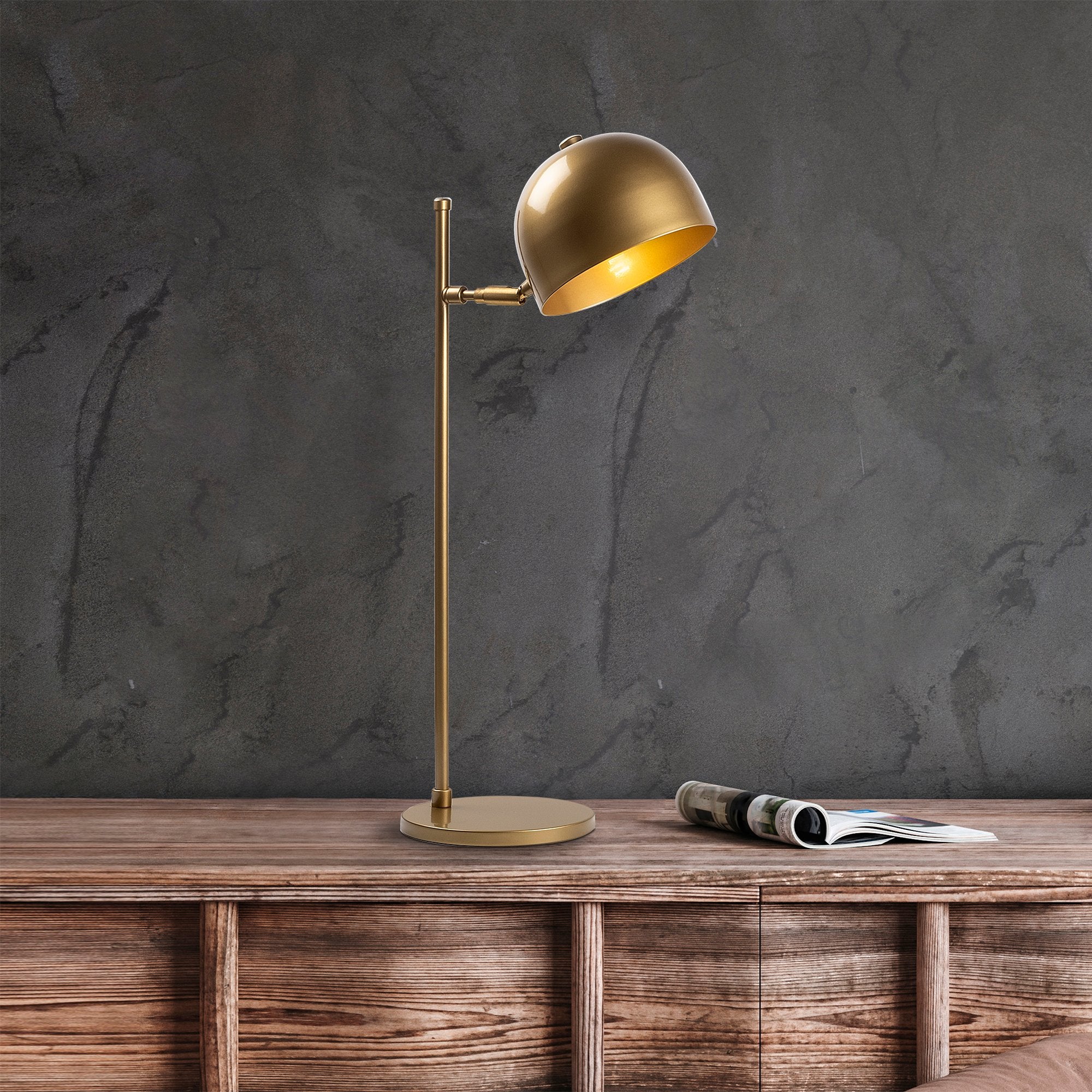Candeeiro de Mesa Elegante Dourada, Corpo em Metal, 18 x 20 x 58 cm | Soquete E14, 40 W Máx., Cabo de 200 cm | Design Escandinavo Moderno para Decoração Glamourosa