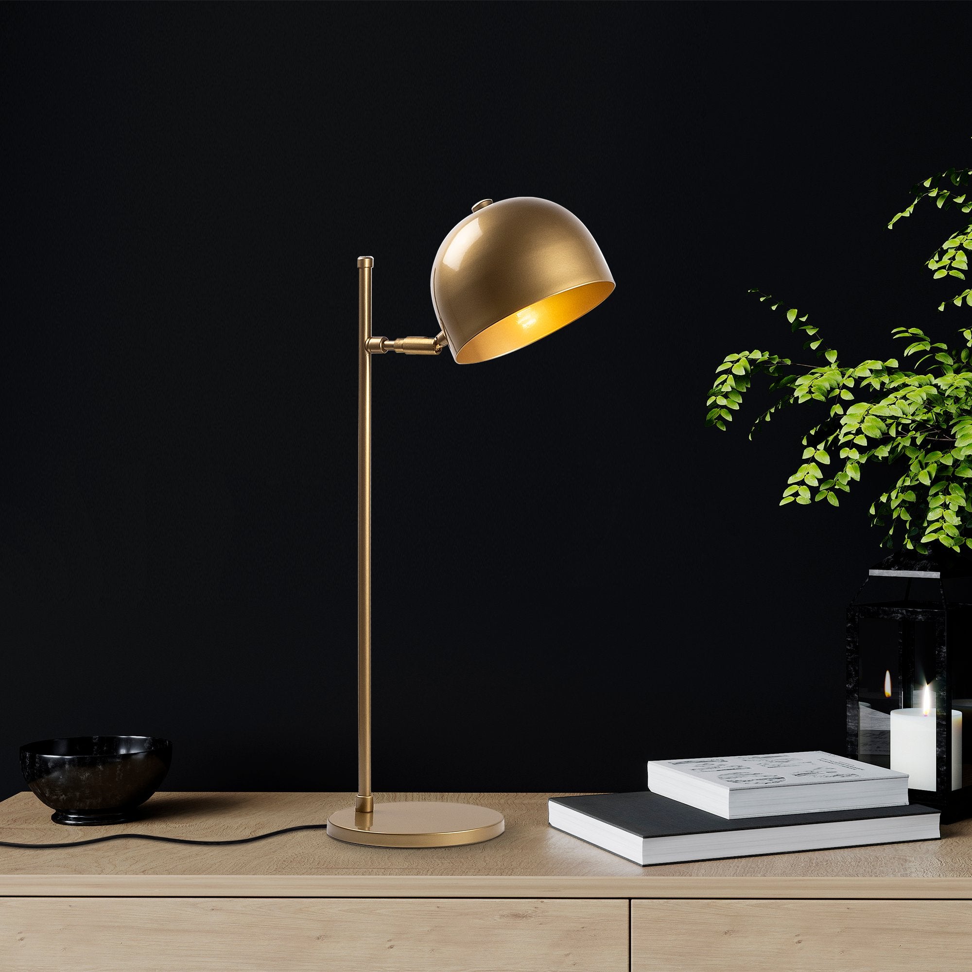Candeeiro de Mesa Elegante Dourada, Corpo em Metal, 18 x 20 x 58 cm | Soquete E14, 40 W Máx., Cabo de 200 cm | Design Escandinavo Moderno para Decoração Glamourosa