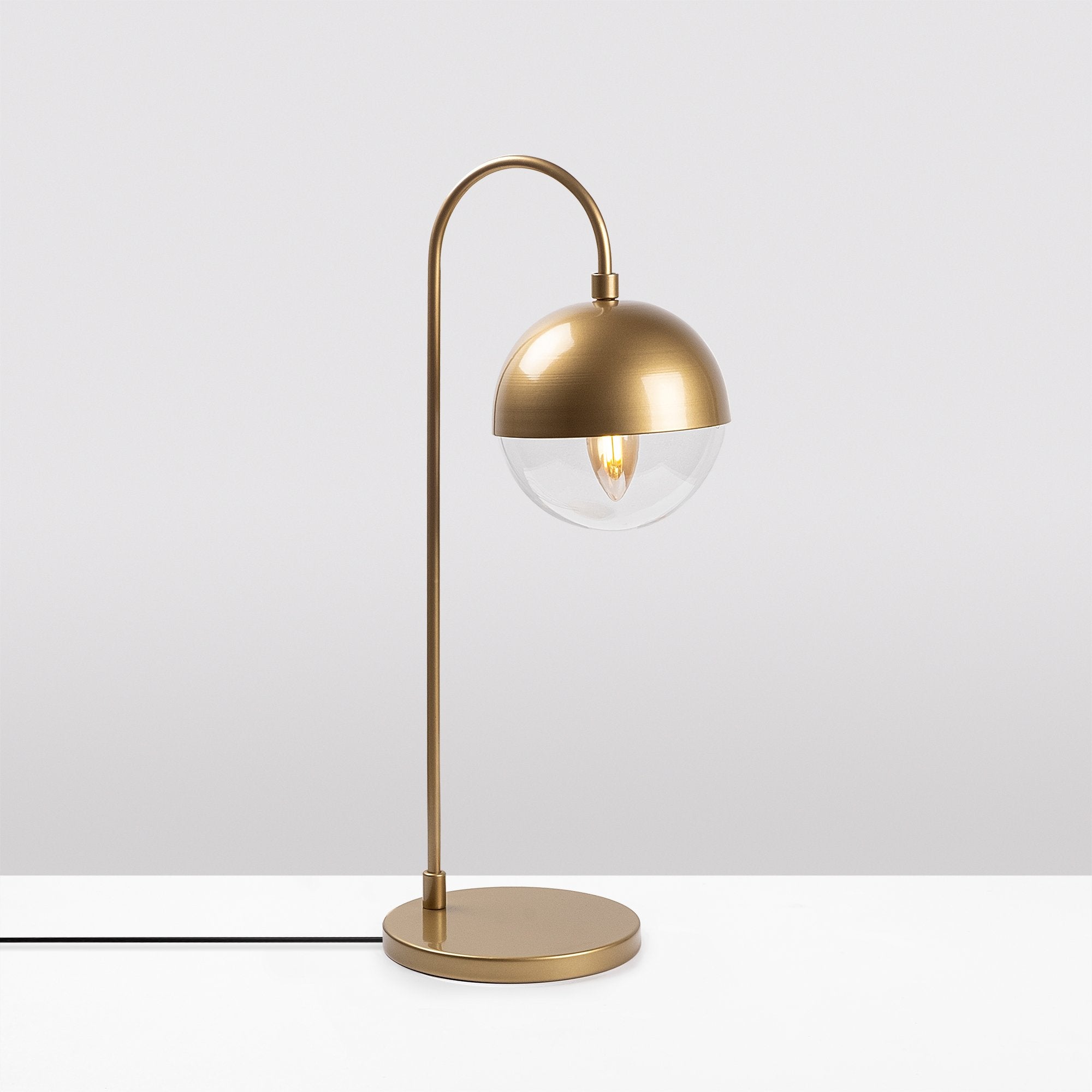 Candeeiro de Mesa Elegante Dourada, Corpo de Metal com Tampa de Vidro, 18 x 25 x 53 cm | Soquete E14, 40 W Máx., Cabo de 200 cm | Design Escandinavo Moderno para Espaços Glamourosos