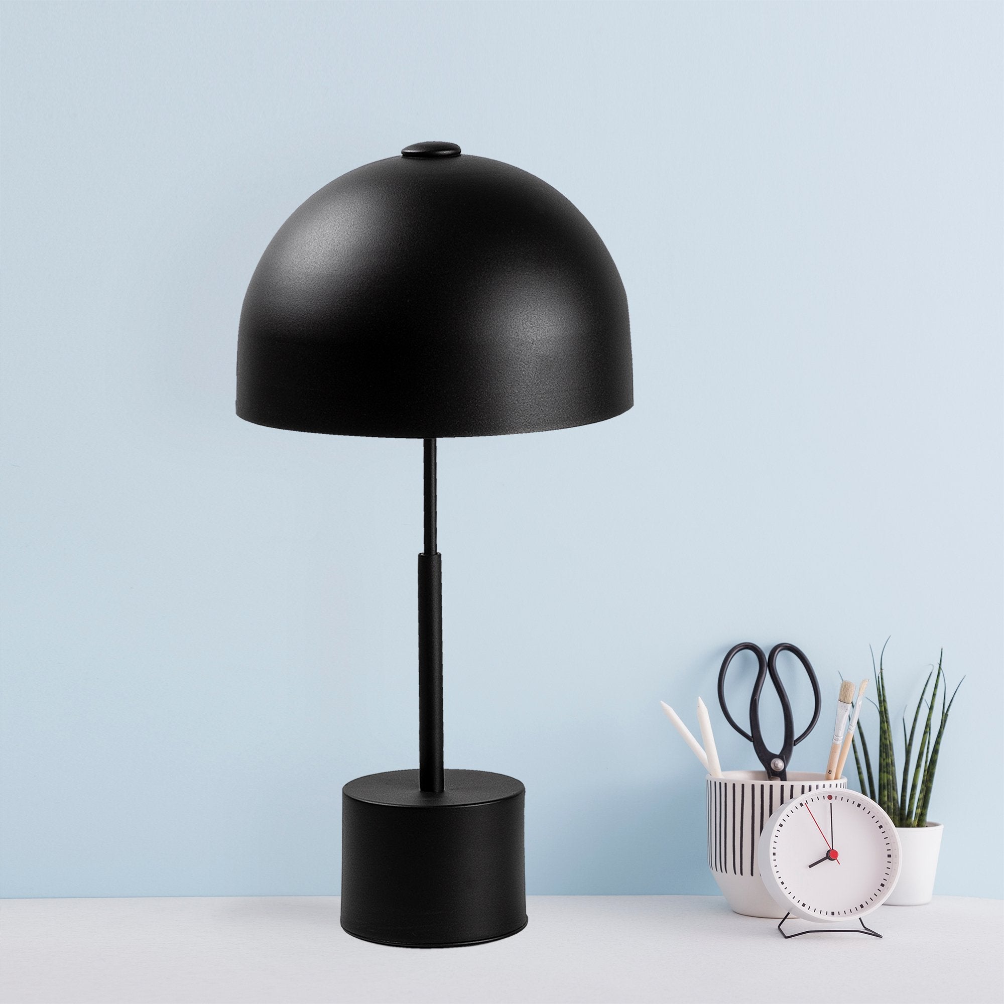 Candeeiro de Mesa Moderna Preta, Corpo de Metal, 26 x 26 x 53 cm | Soquete E14, 40 W Máx., Cabo de 200 cm | Design Industrial e Escandinavo Elegante para Casa e Escritório