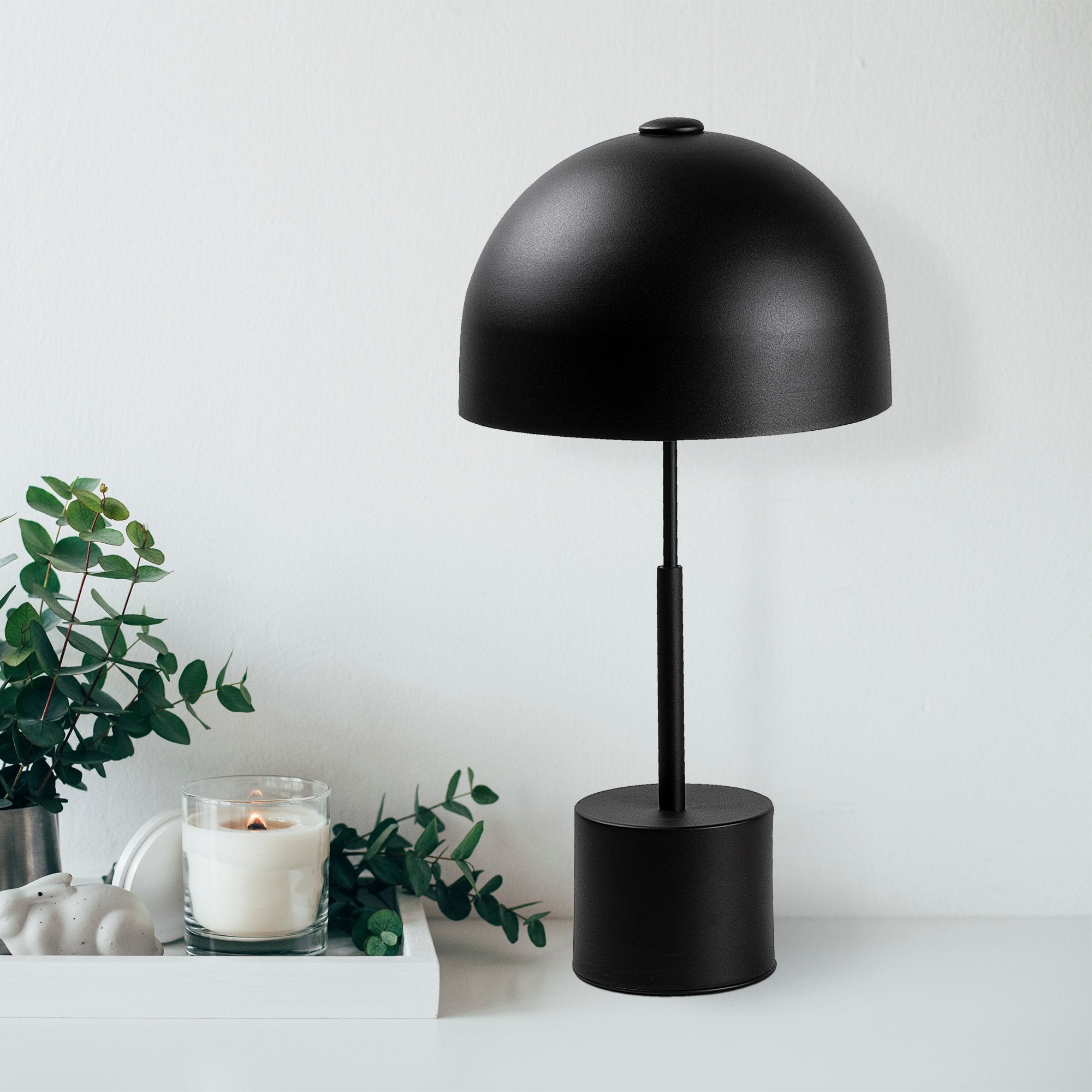 Candeeiro de Mesa Moderna Preta, Corpo de Metal, 26 x 26 x 53 cm | Soquete E14, 40 W Máx., Cabo de 200 cm | Design Industrial e Escandinavo Elegante para Casa e Escritório
