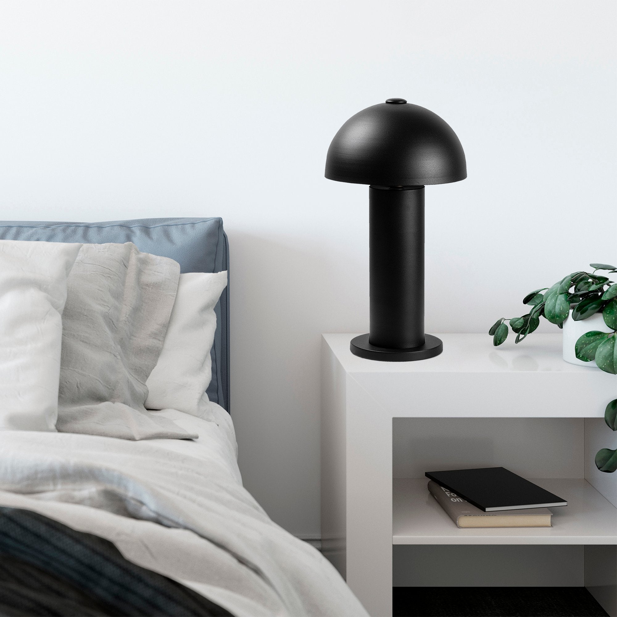 Candeeiro de Mesa Preta Moderna, Corpo de Metal, 26 x 26 x 49 cm | Soquete E14, 40 W máx., Cabo de 200 cm | Design Industrial e Escandinavo Elegante para Casa e Escritório