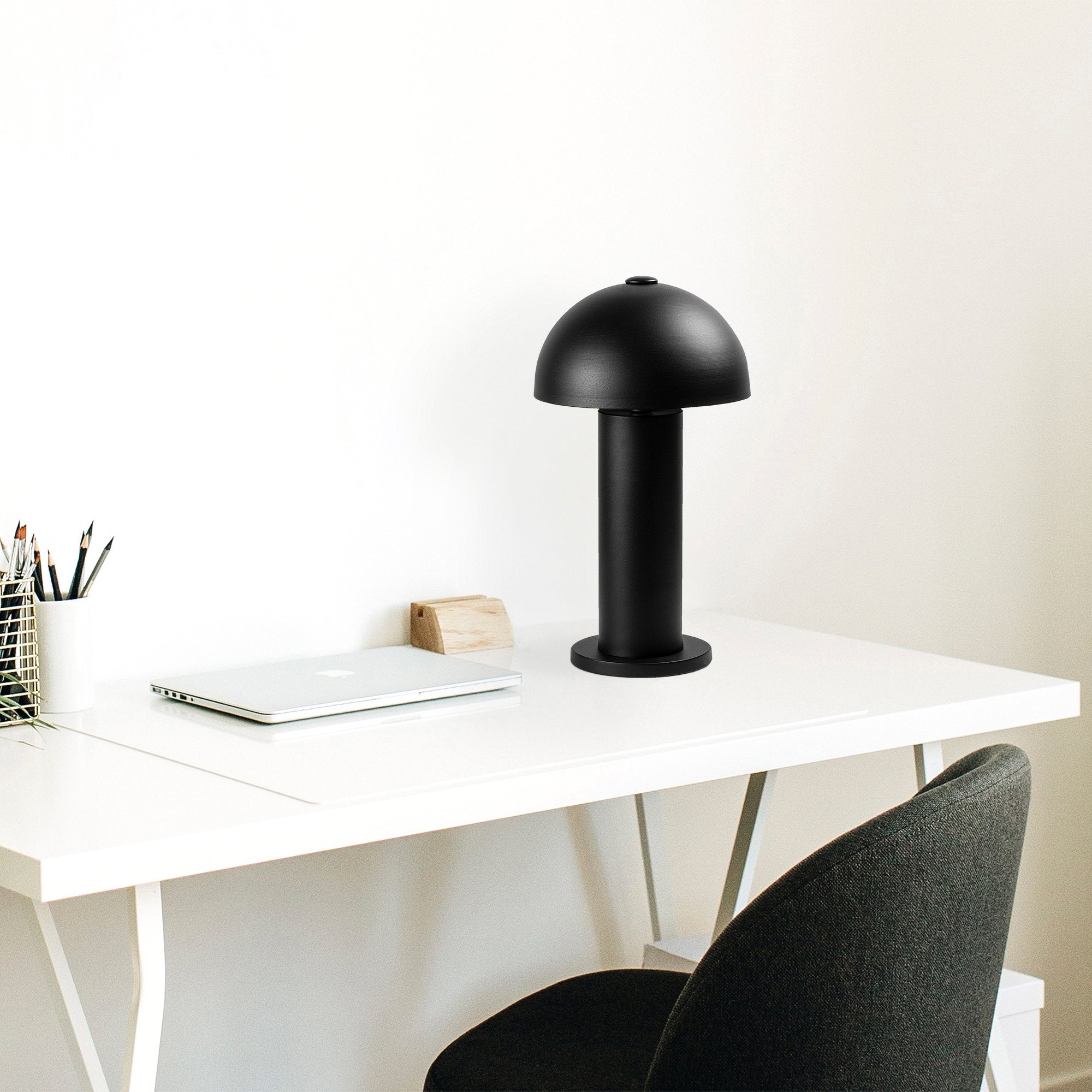 Candeeiro de Mesa Preta Moderna, Corpo de Metal, 26 x 26 x 49 cm | Soquete E14, 40 W máx., Cabo de 200 cm | Design Industrial e Escandinavo Elegante para Casa e Escritório