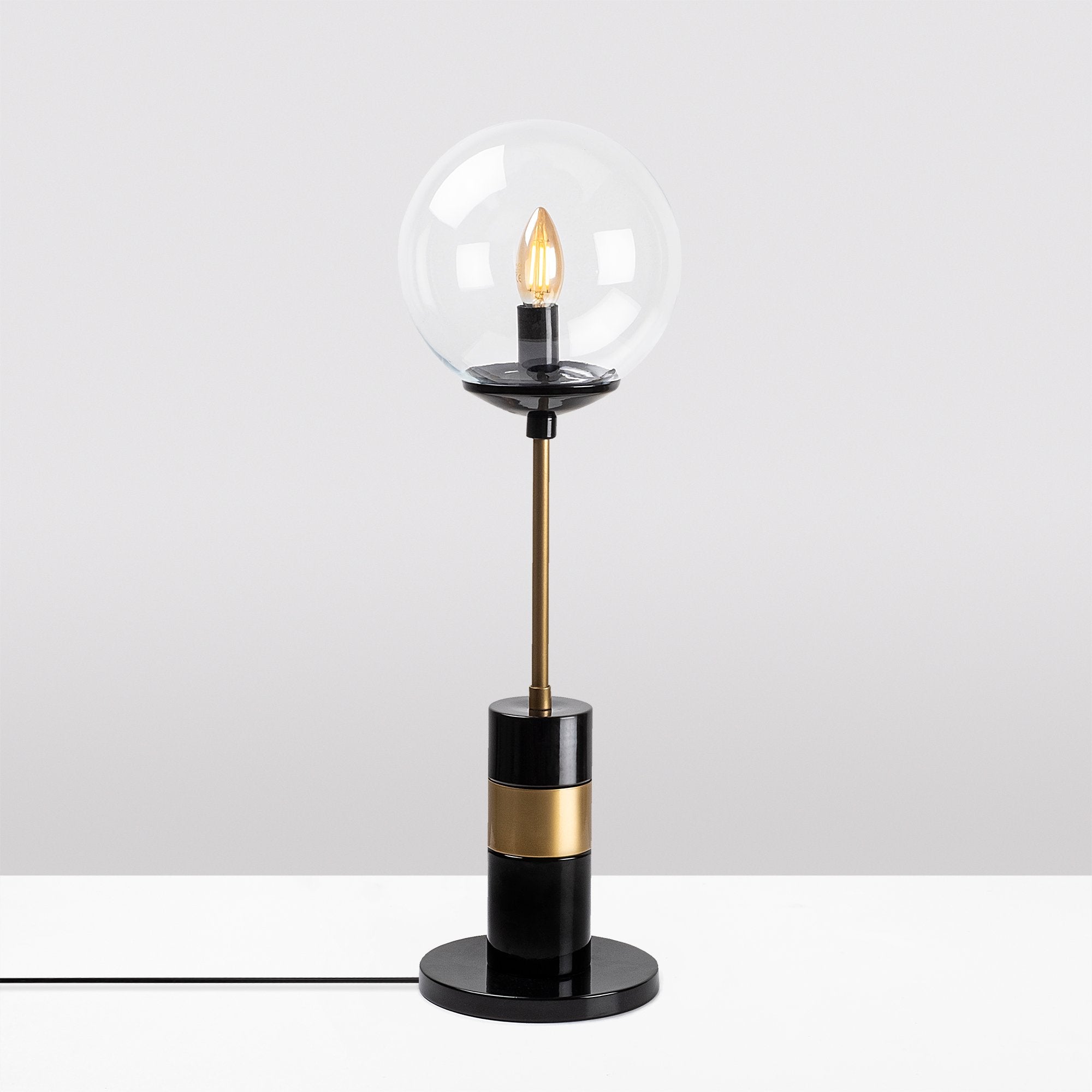Candeeiro de Mesa Moderna com Corpo em Metal, Acabamento Preto e Antigo, 20 x 20 x 64 cm | Soquete E14, Máx. 40 W, Cabo de 200 cm | Design Elegante, Glamouroso e Escandinavo