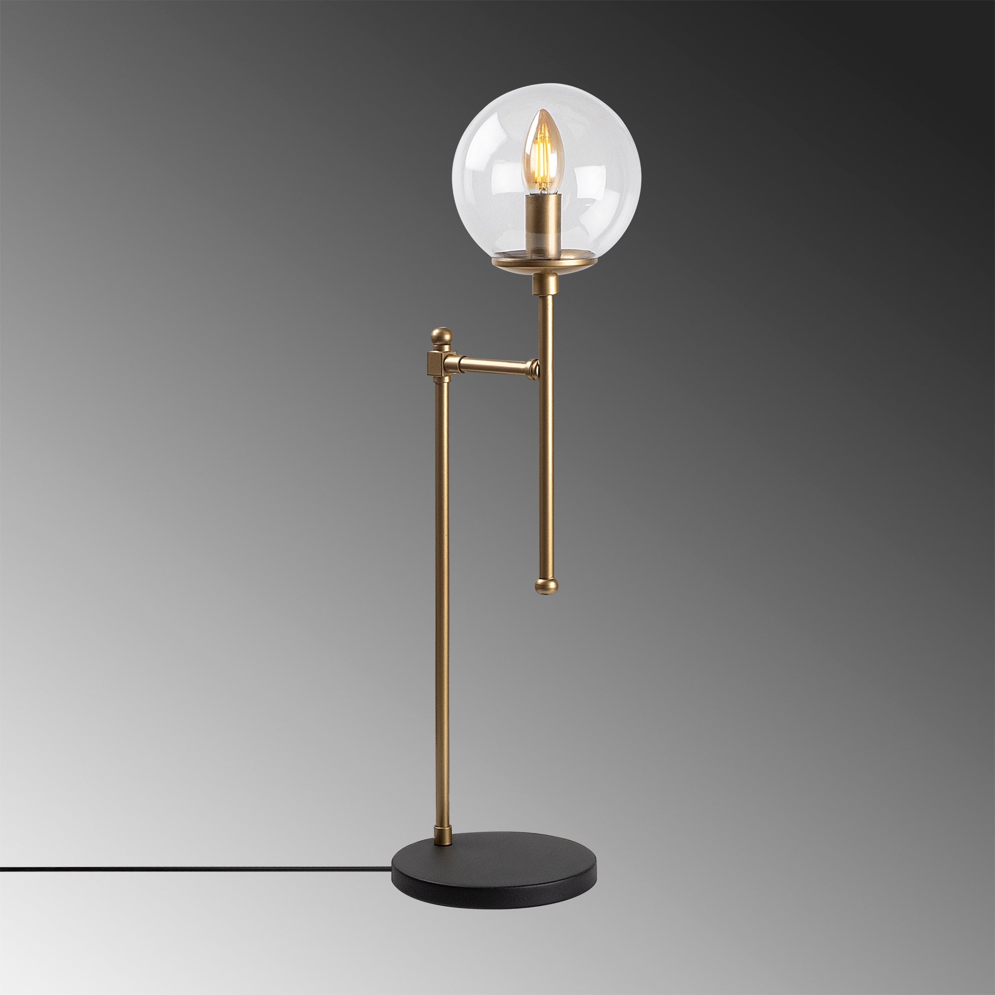 Candeeiro de Mesa moderna dourada, corpo de metal, 18 x 24 x 66 cm, soquete E14, 40 W máx., cabo de 200 cm, design escandinavo elegante para decoração de casa e escritório