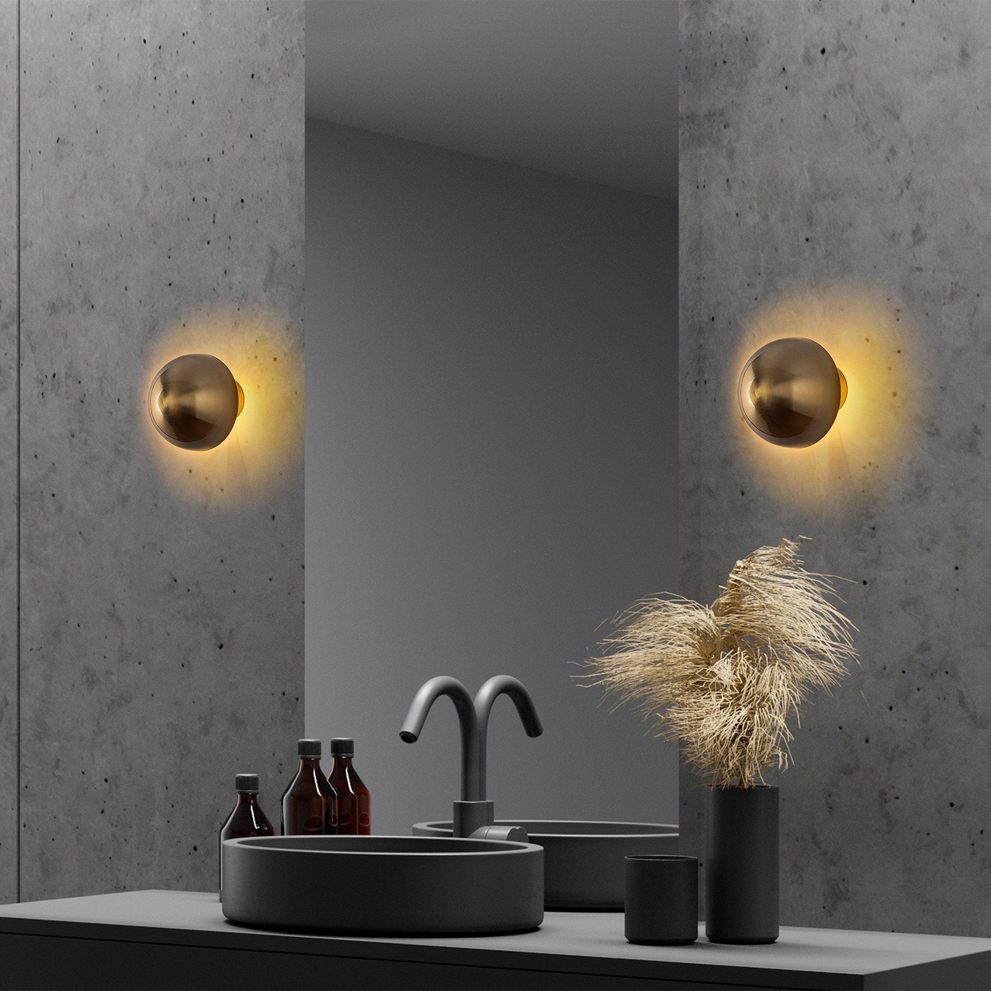 Candeeiro de Parede – 16 cm de Diâmetro – Dourado – Metal