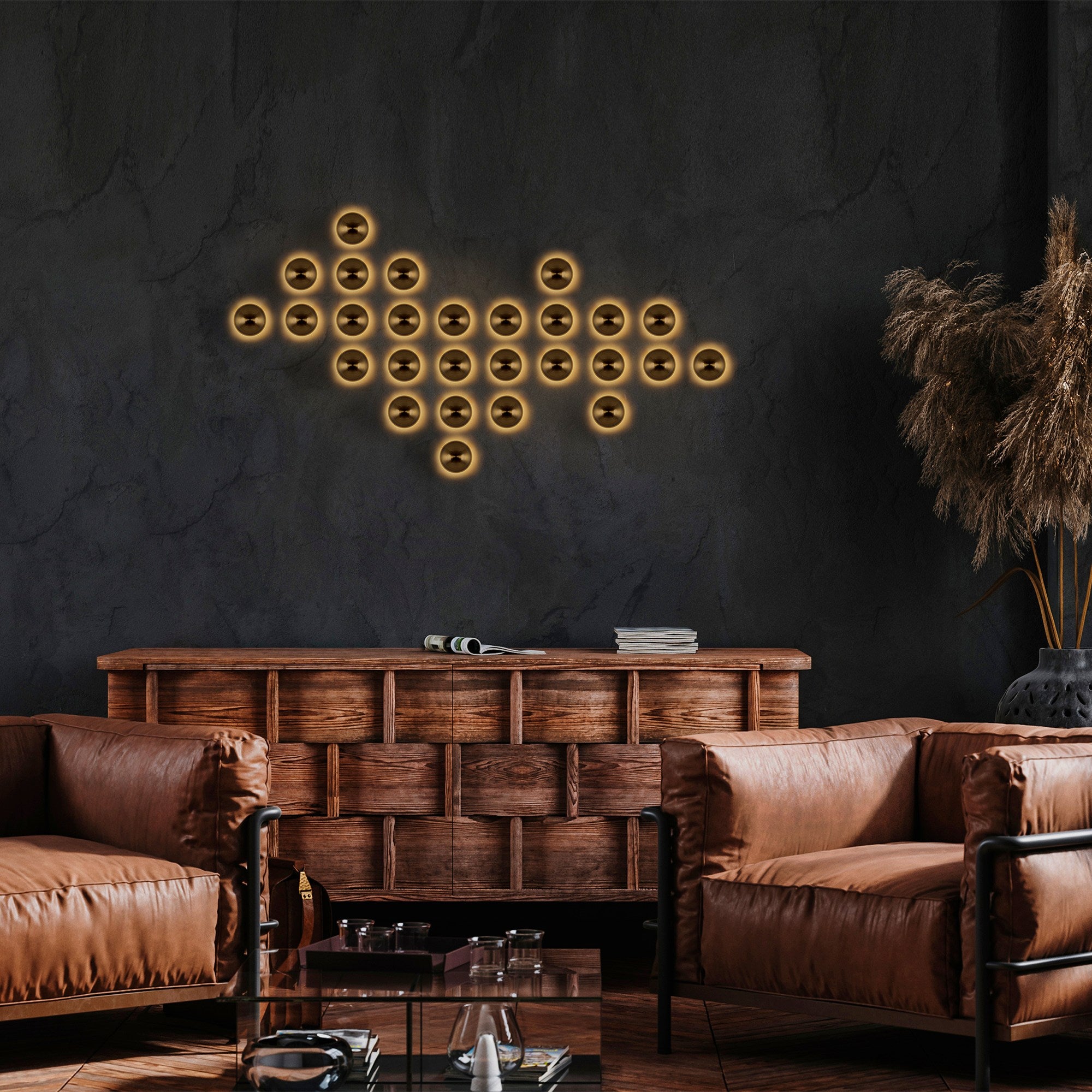 Candeeiro de Parede – 16 cm de Diâmetro – Dourado – Metal