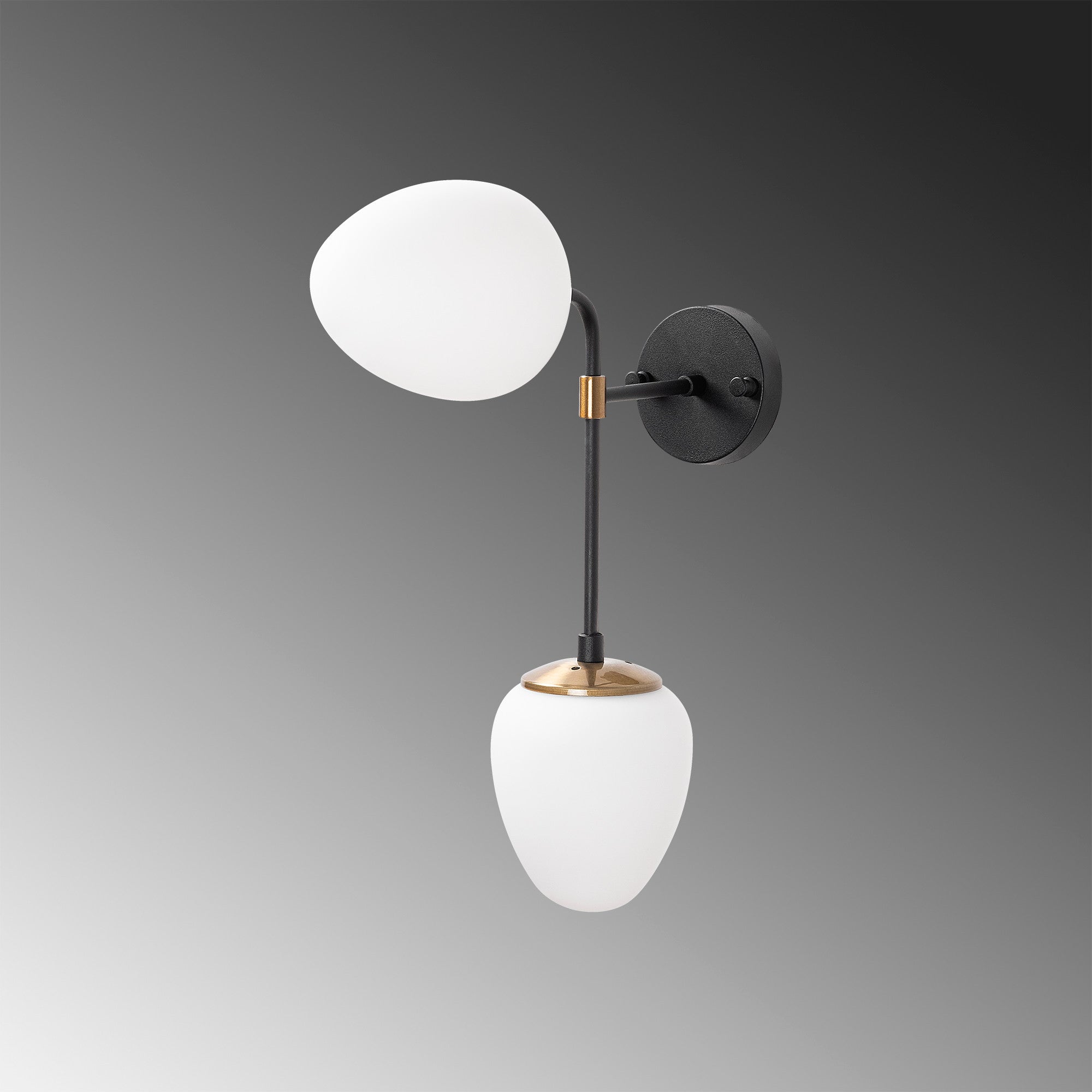 Candeeiro de Parede Elegante, Preta e Dourada com Detalhes em Creme, 46 cm de Altura | Corpo em Metal, Tampa de Vidro, IP20 | Ideal para Decoração Boêmia e Escandinava