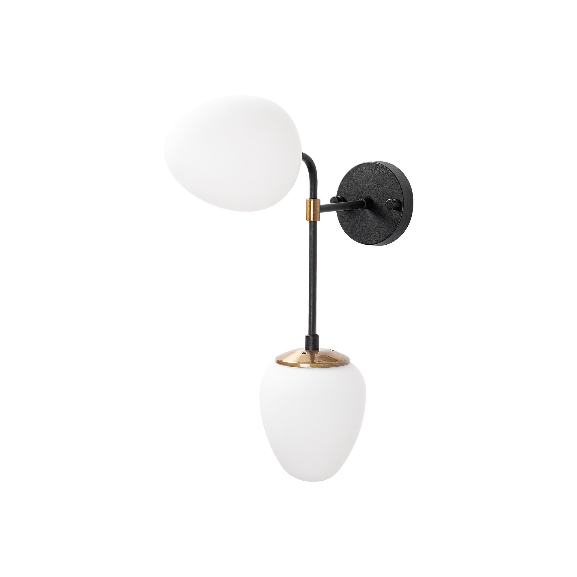 Candeeiro de Parede Elegante, Preta e Dourada com Detalhes em Creme, 46 cm de Altura | Corpo em Metal, Tampa de Vidro, IP20 | Ideal para Decoração Boêmia e Escandinava