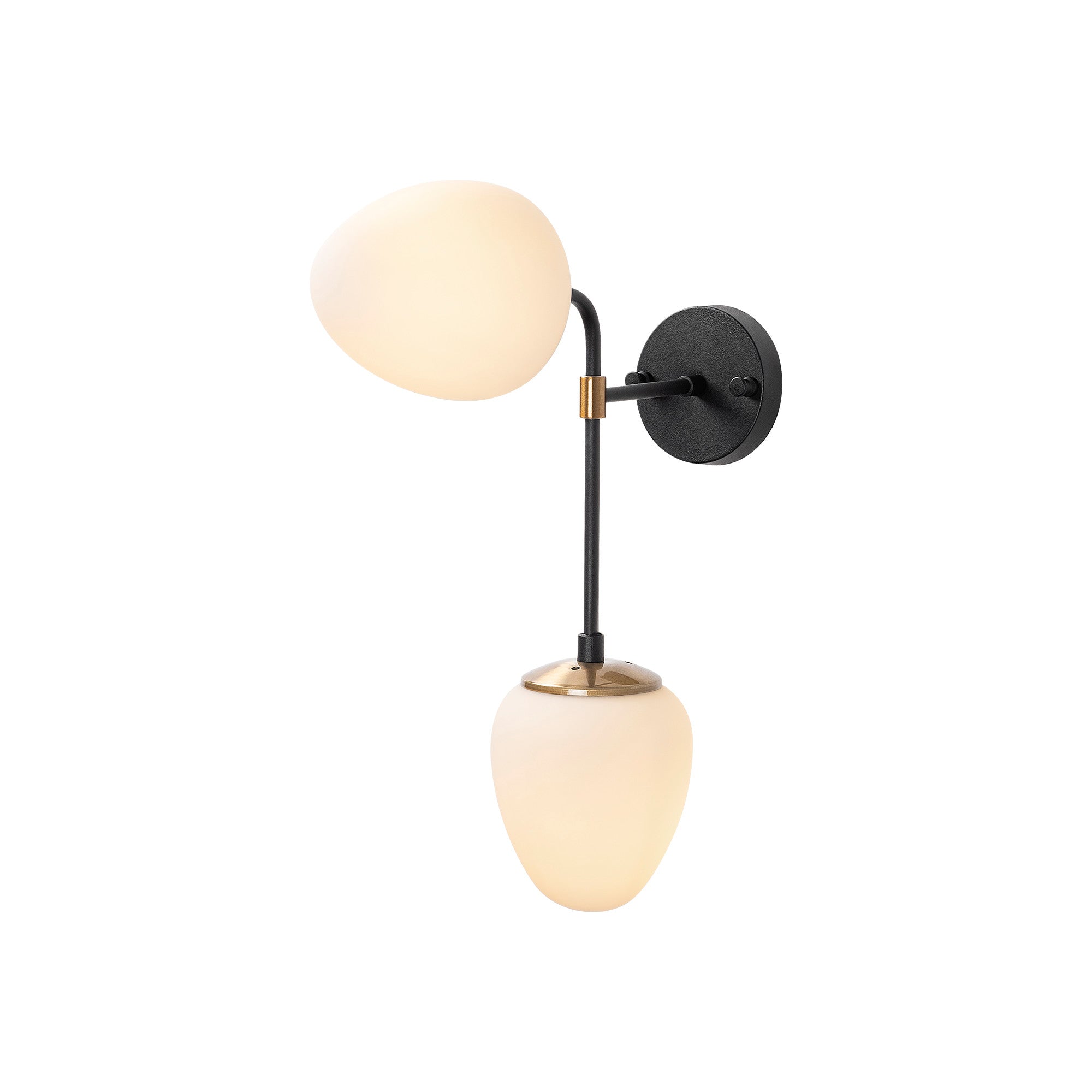 Candeeiro de Parede Elegante, Preta e Dourada com Detalhes em Creme, 46 cm de Altura | Corpo em Metal, Tampa de Vidro, IP20 | Ideal para Decoração Boêmia e Escandinava