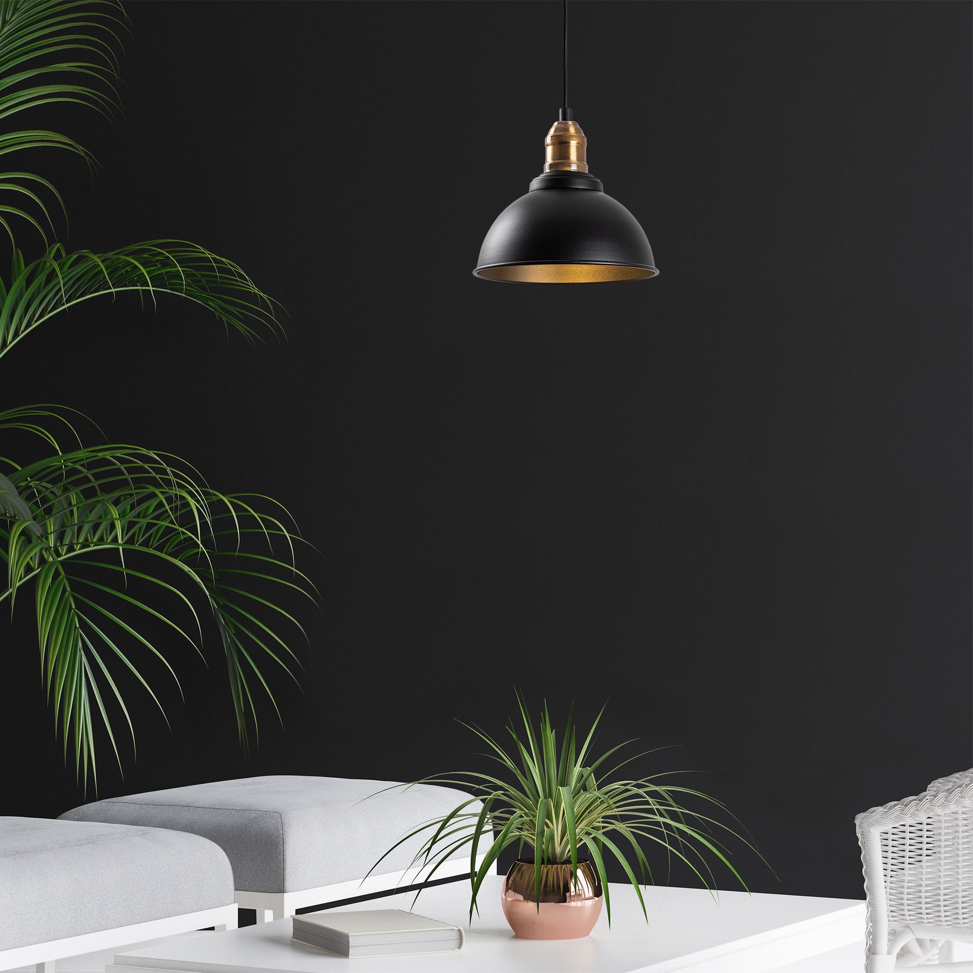 Candeeiro de Teto boêmio estiloso, corpo de metal, acabamento preto e antigo, 21x21 cm, altura ajustável de 36 a 116 cm, soquete E27, perfeito para decoração industrial e escandinava