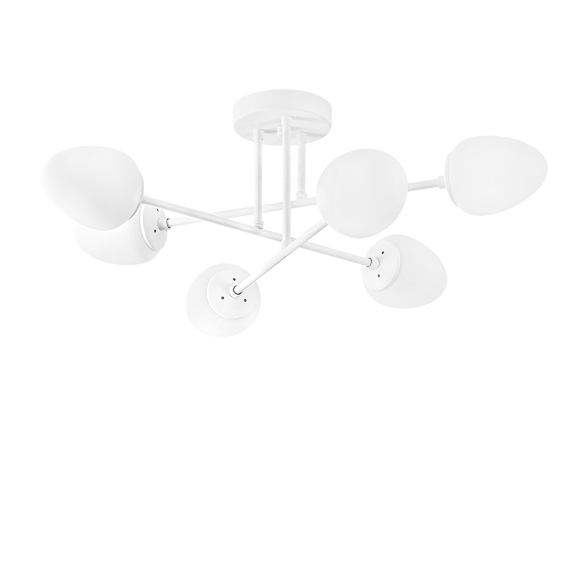 Candeeiro de Teto branco moderno, 81 x 81 cm, corpo de metal e tampa de vidro, 6 soquetes E14, design escandinavo elegante, perfeito para casa e escritório