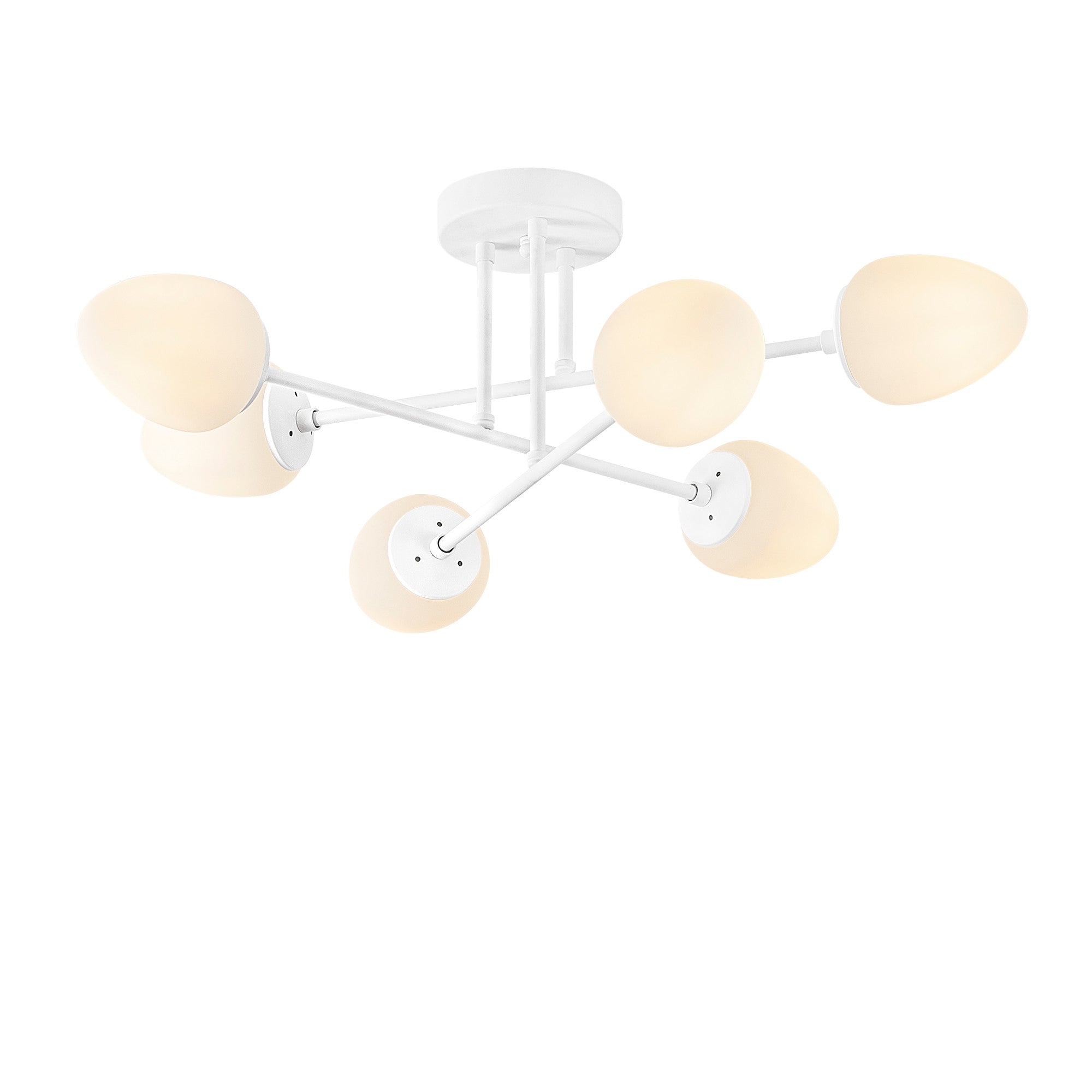 Candeeiro de Teto branco moderno, 81 x 81 cm, corpo de metal e tampa de vidro, 6 soquetes E14, design escandinavo elegante, perfeito para casa e escritório