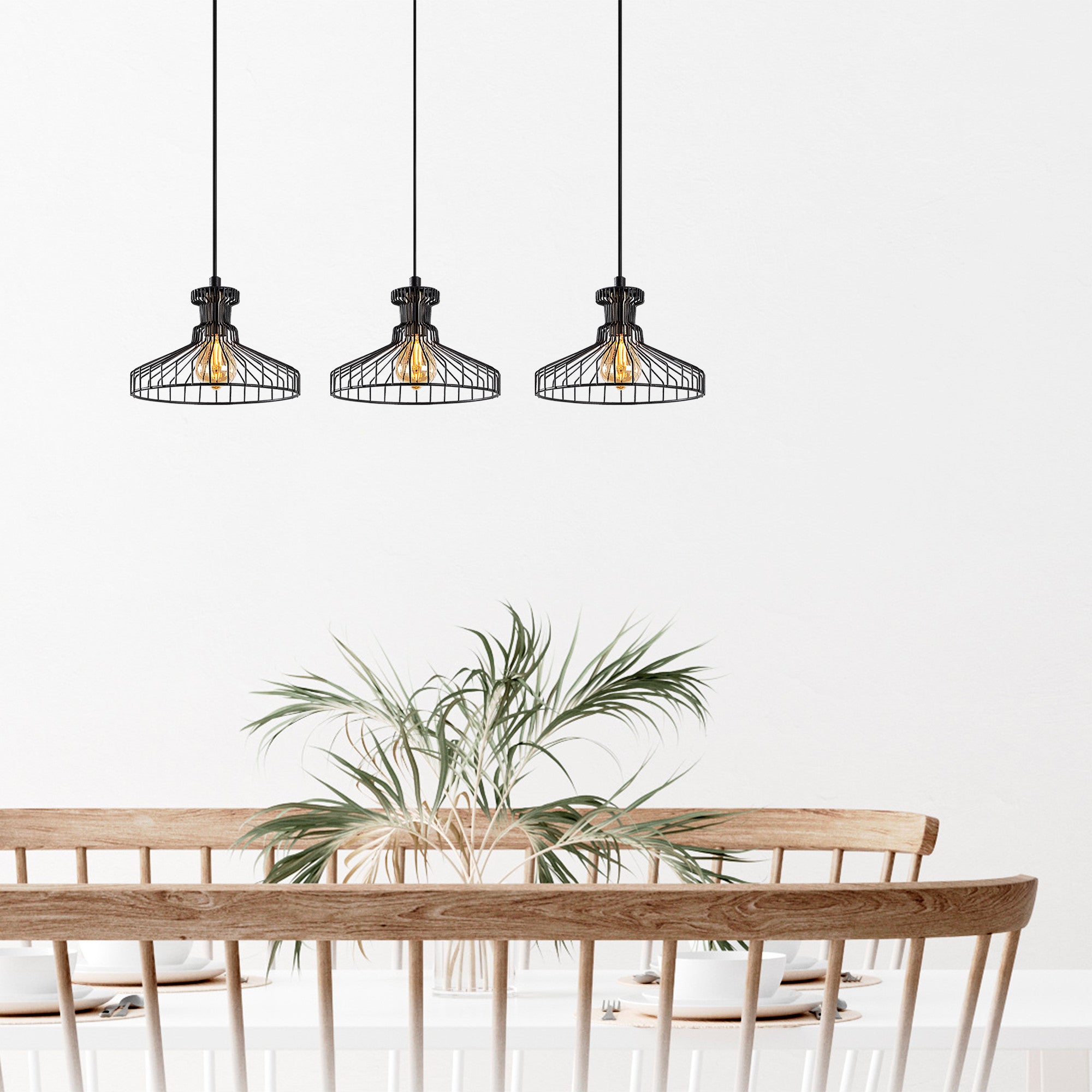 Candeeiro de Teto Industrial, Acabamento Preto e Antigo, 73 x 23 cm, Altura Ajustável 39-129 cm, Corpo de Metal, 3 Soquetes E14, Design Moderno para Casa e Escritório