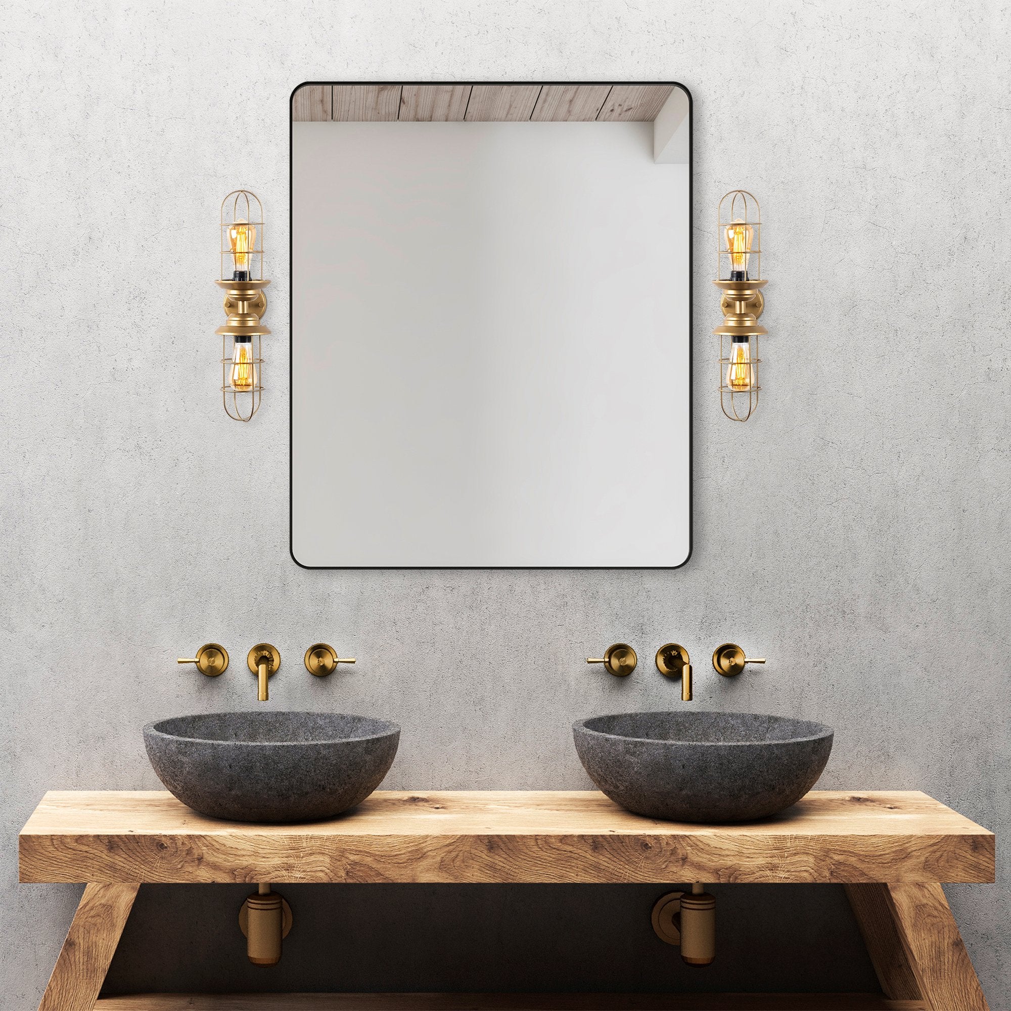 Candeeiro de Parede dourada elegante, corpo de metal, 12 x 20 x 51 cm | IP20, 2 x E27 máx. 40 W | Design glamoroso para decoração e ambientação moderna