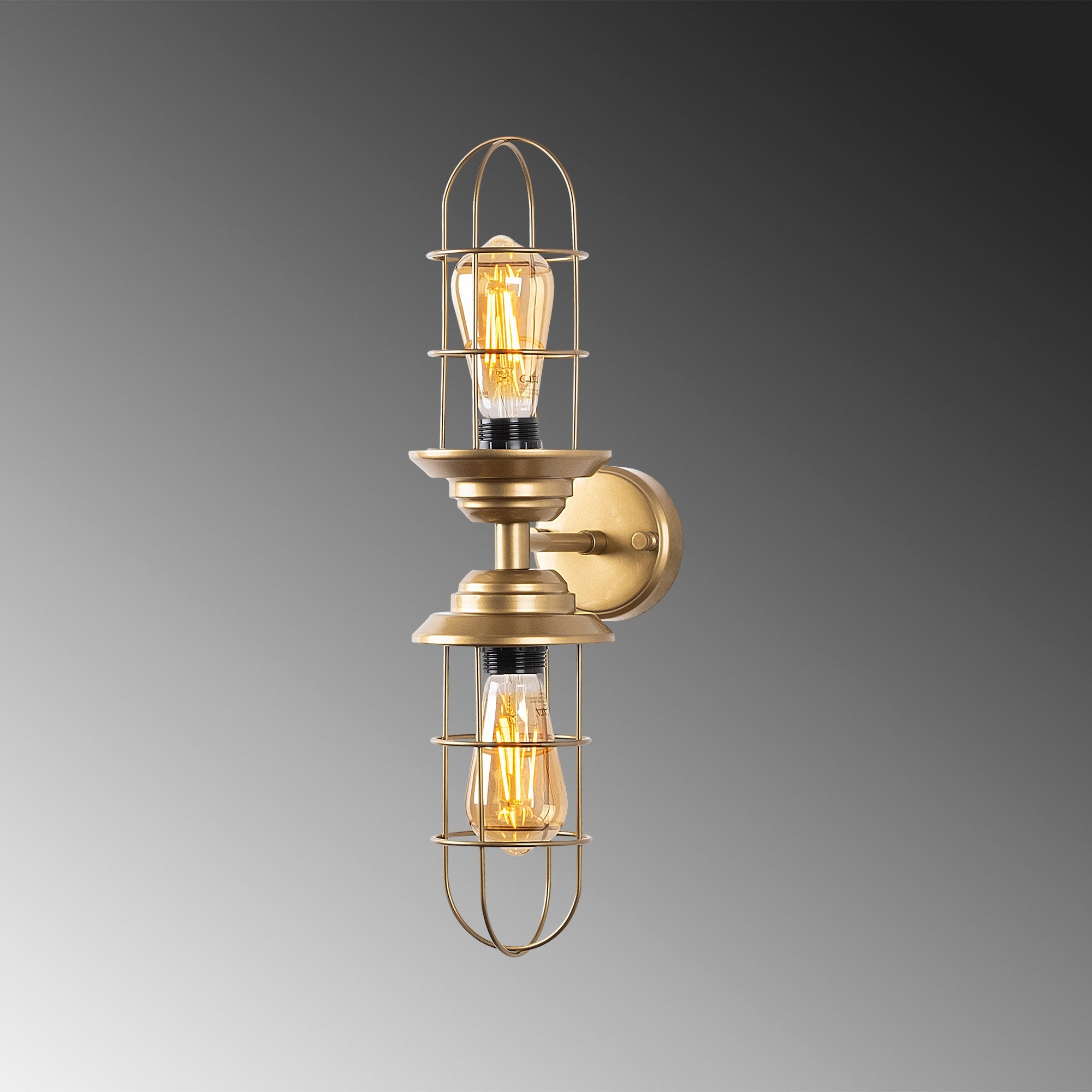 Candeeiro de Parede dourada elegante, corpo de metal, 12 x 20 x 51 cm | IP20, 2 x E27 máx. 40 W | Design glamoroso para decoração e ambientação moderna