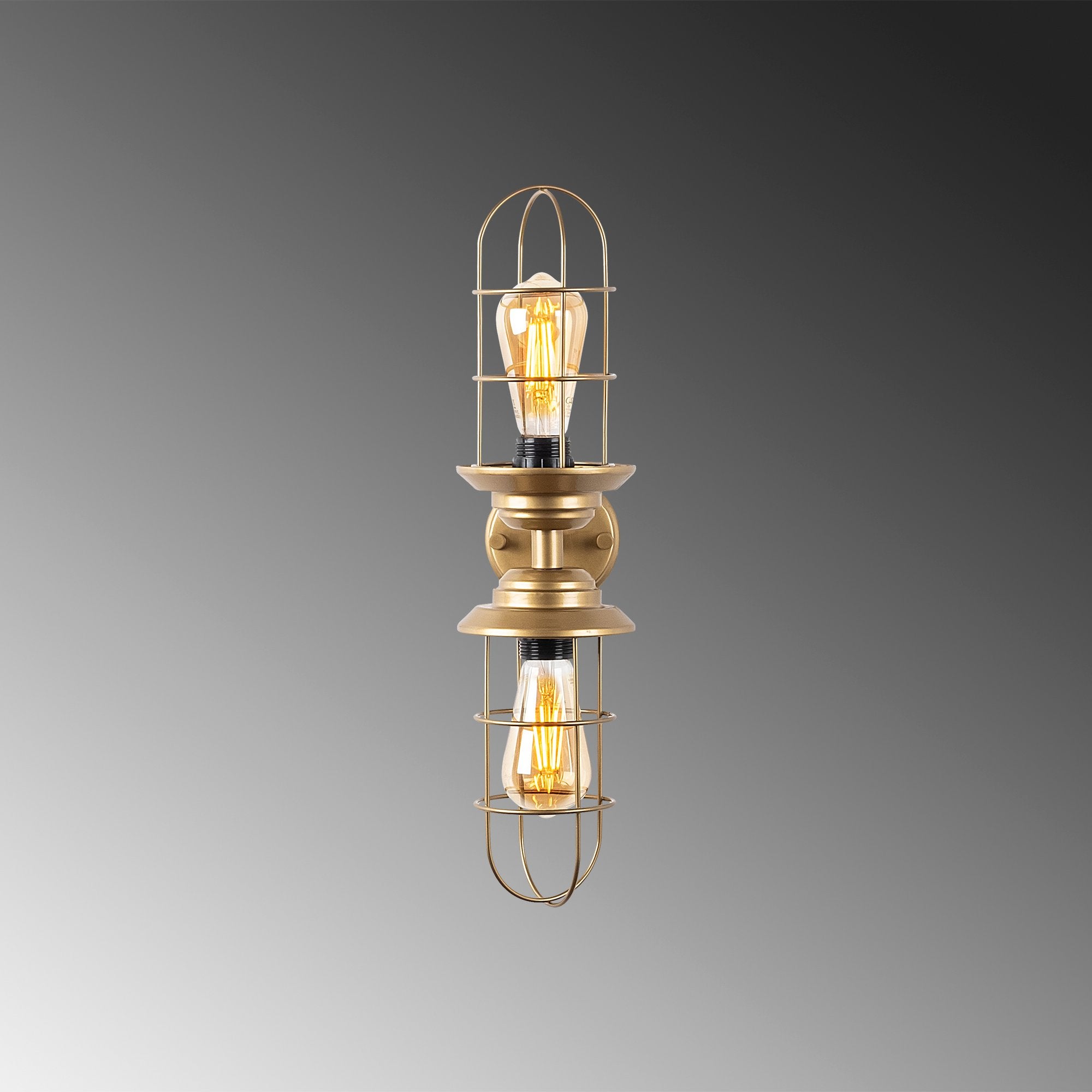 Candeeiro de Parede dourada elegante, corpo de metal, 12 x 20 x 51 cm | IP20, 2 x E27 máx. 40 W | Design glamoroso para decoração e ambientação moderna