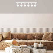 Candeeiro de Teto Branco Elegante, Corpo em Metal, 91 x 10 x 10 cm | 6 Soquetes E27, Máx. 40 W | Design Escandinavo, Perfeito para Espaços Modernos, Classificação IP20